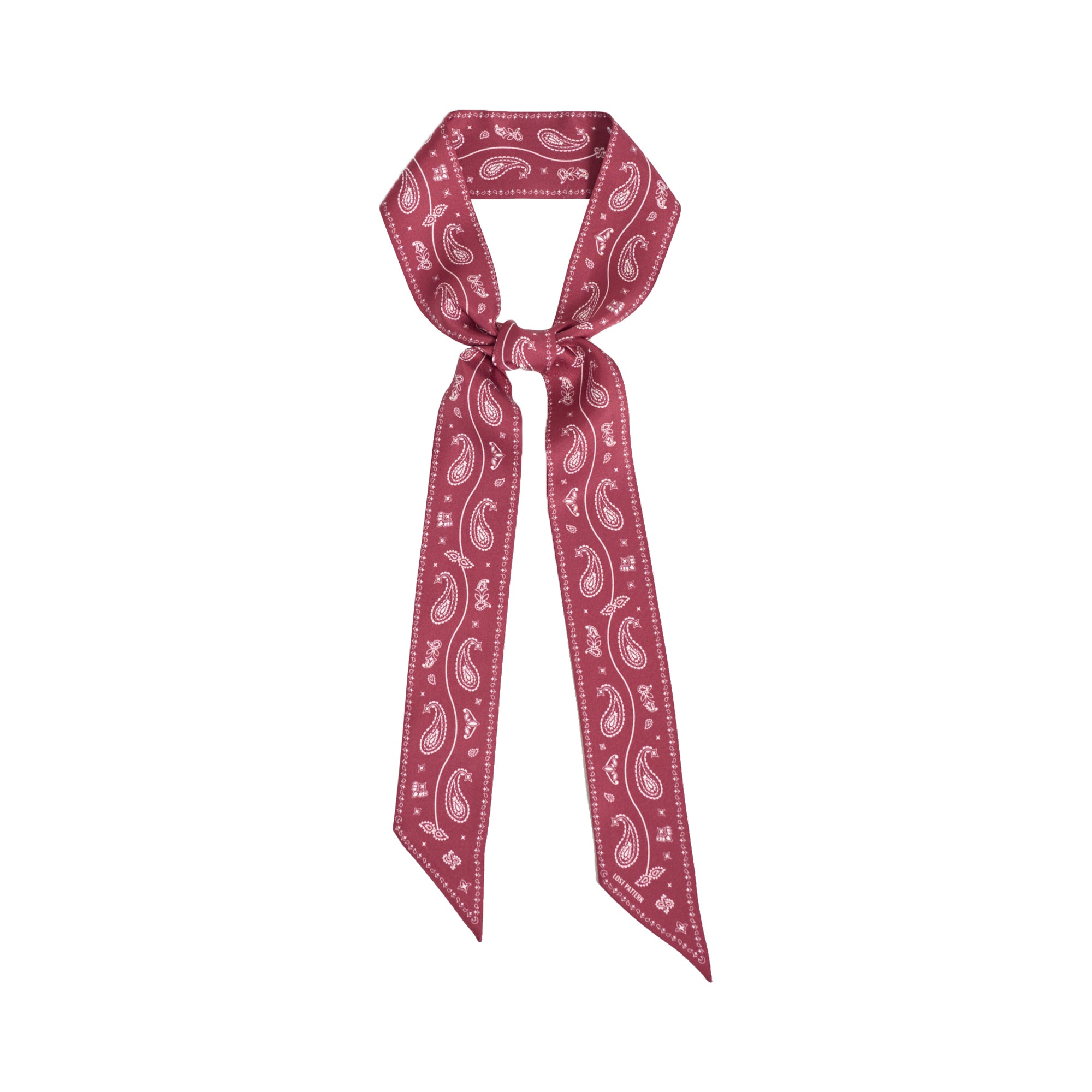 "Paisley" Silk Twill Skinny Scarf - Rodeo Red