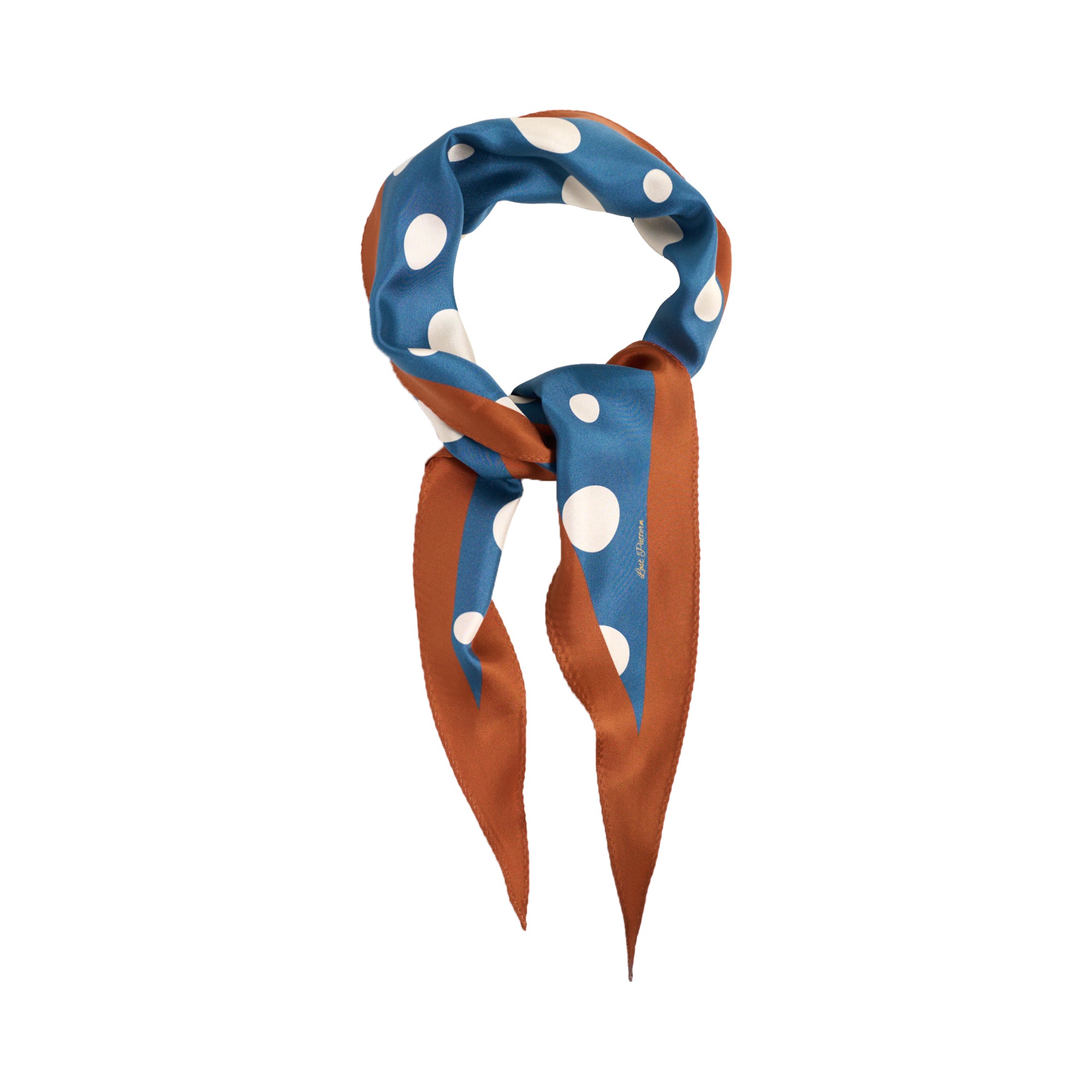 "Retro Polka" Silk Diamond Neckerchief - Salted Caramel