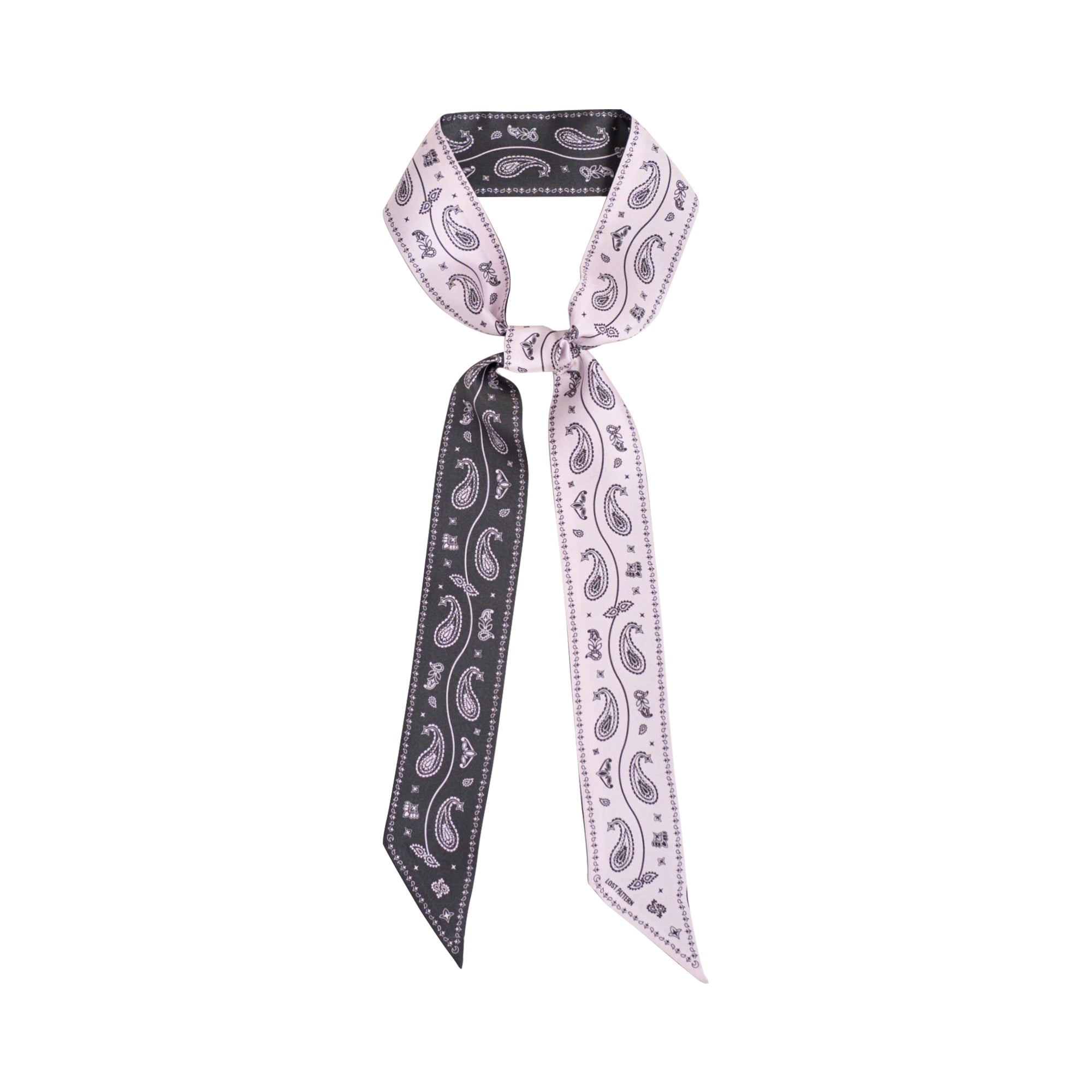 "Paisley" Silk Twill Skinny Scarf - Dusty Rose