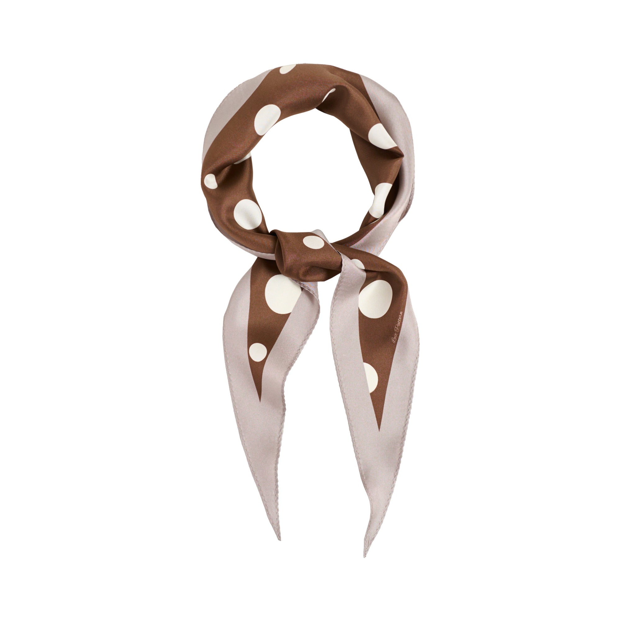 "Retro Polka" Silk Diamond Neckerchief - Coffee