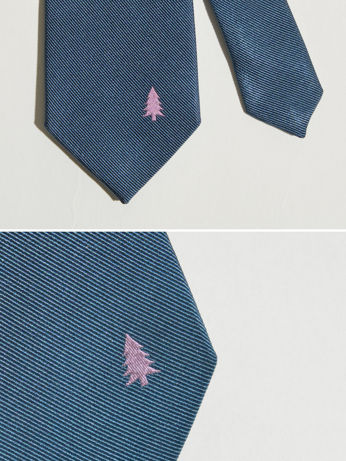 "Blush Pine" Silk Tie - Navy Blue