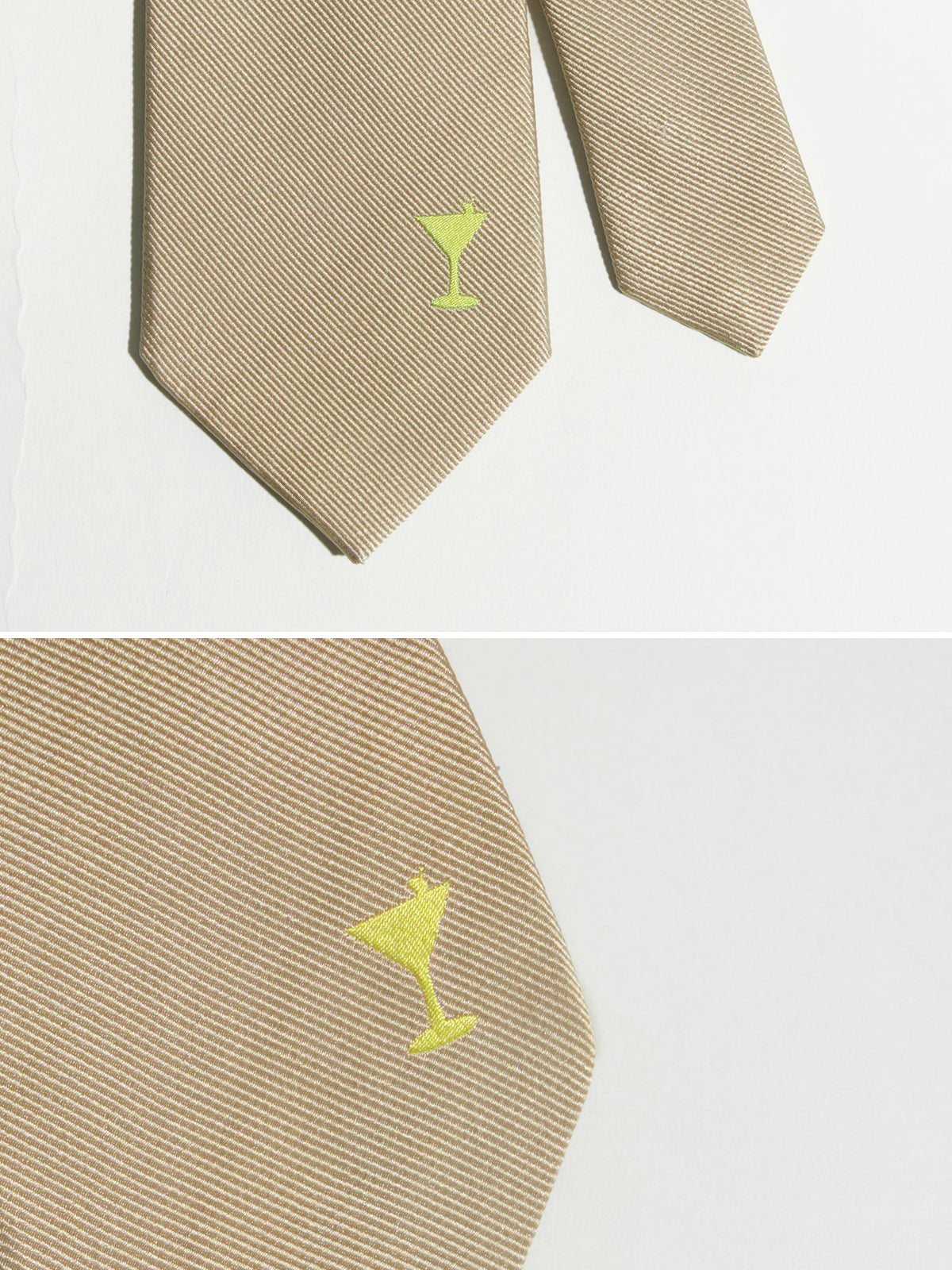 "Martini" Silk Tie - Khaki - LOST PATTERN Tie