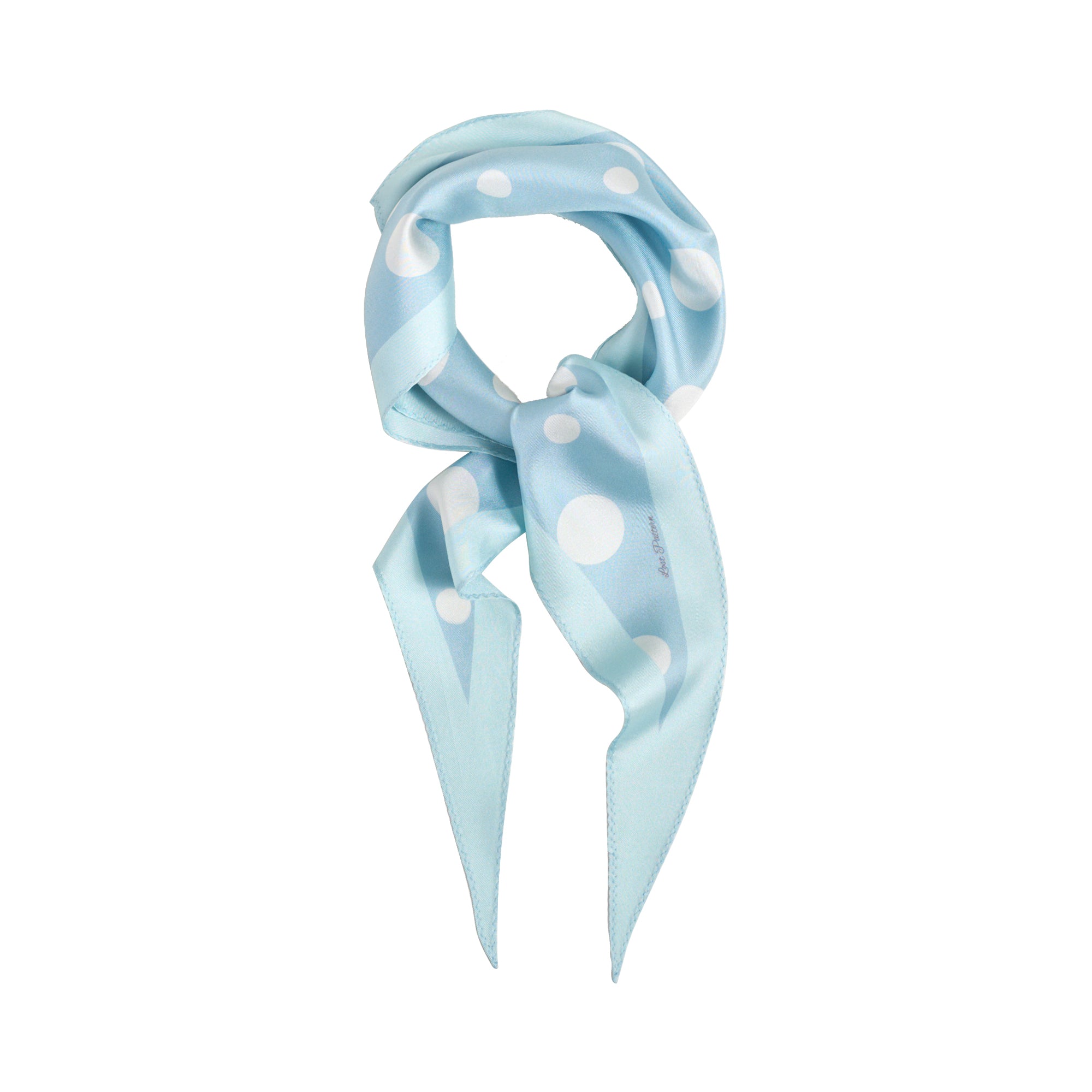 "Retro Polka" Silk Diamond Neckerchief - Baby Blue
