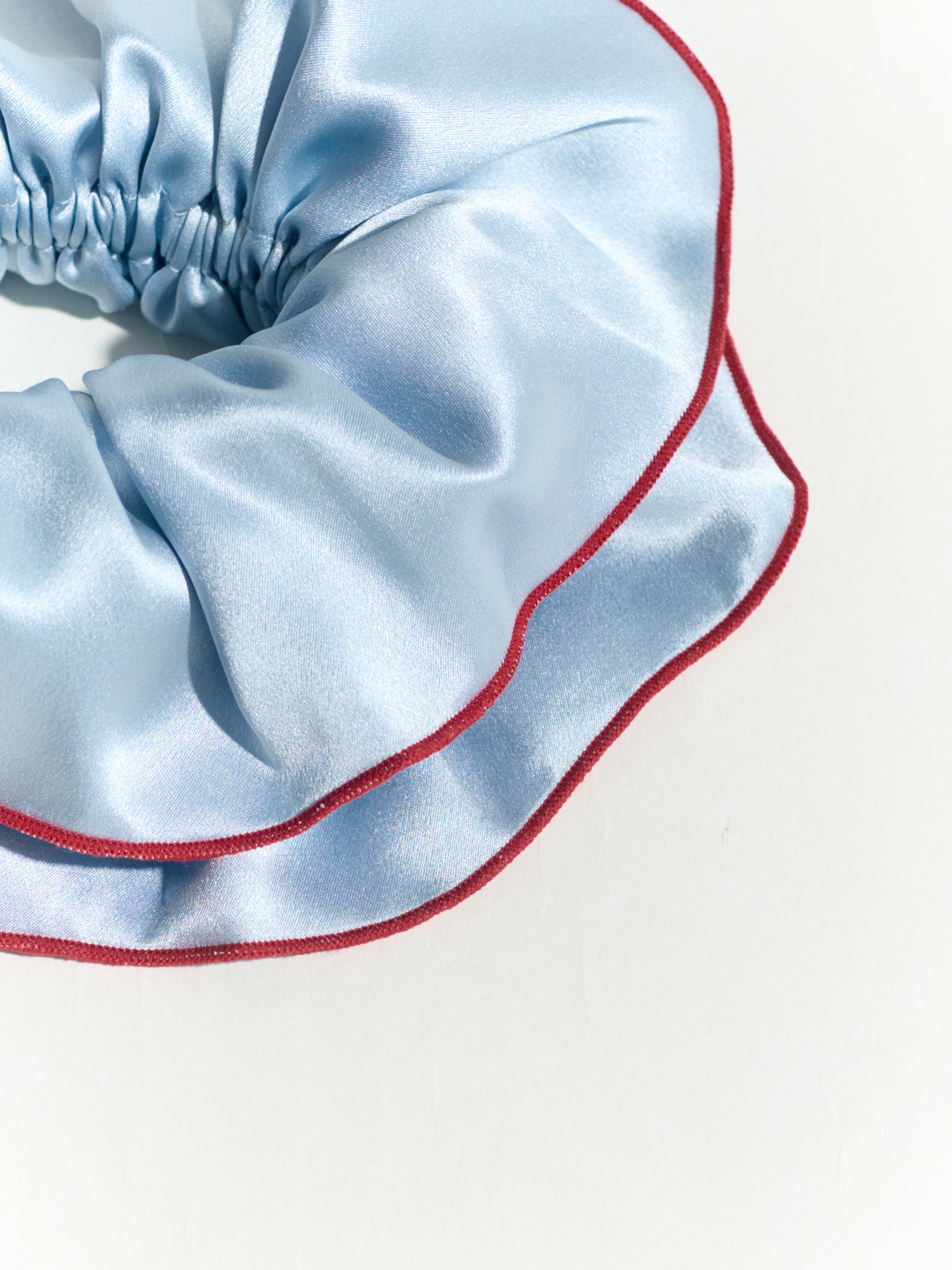 "Maxi Flower" Double-Layer Oversized Silk Scrunchie - Pastel Blue