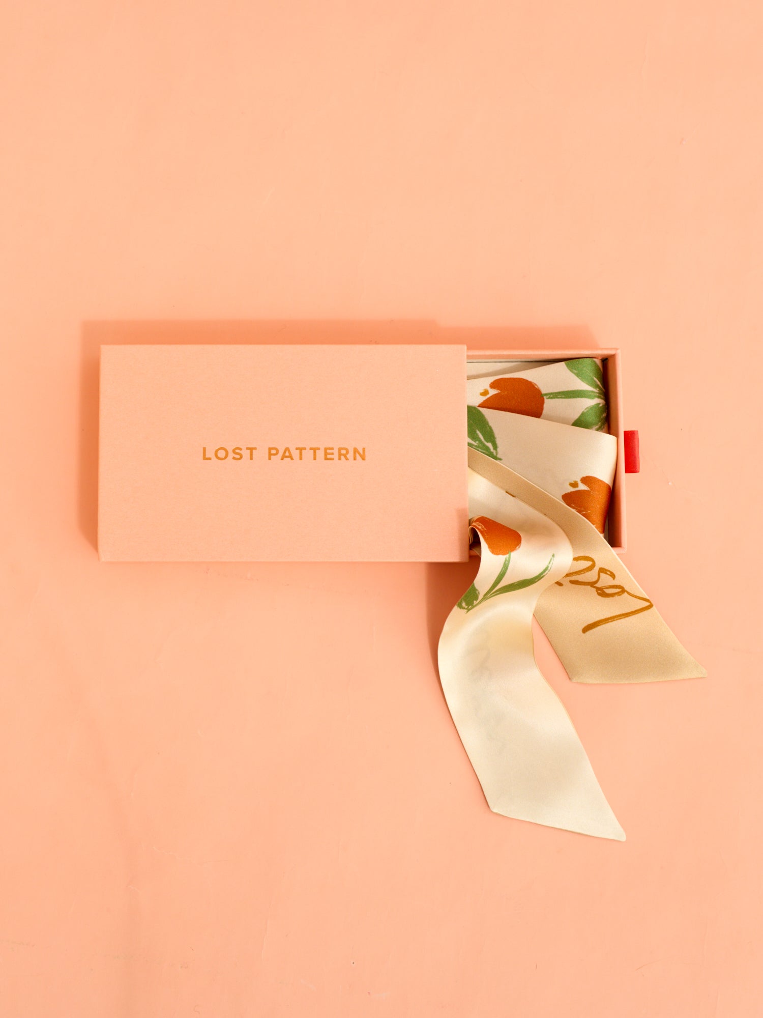 "Tulip" Silk Skinny Scarf - Apricot