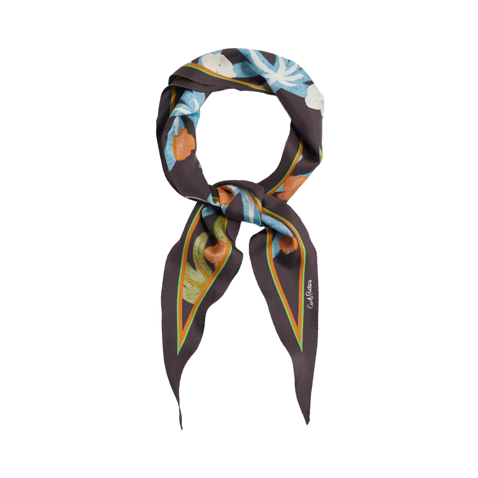 "Ethereal Mirage" Silk Diamond Neckerchief - Dark Brown