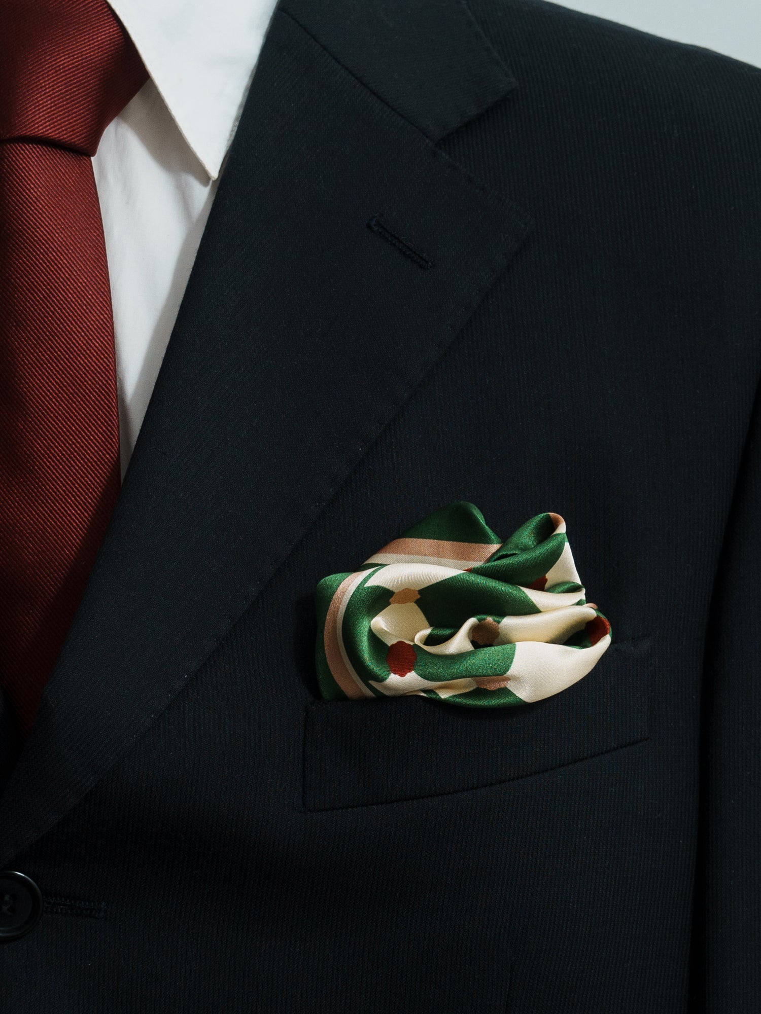 "Checkerboard" Silk Pocket Square - Green - LOST PATTERN Silk Pocket Square