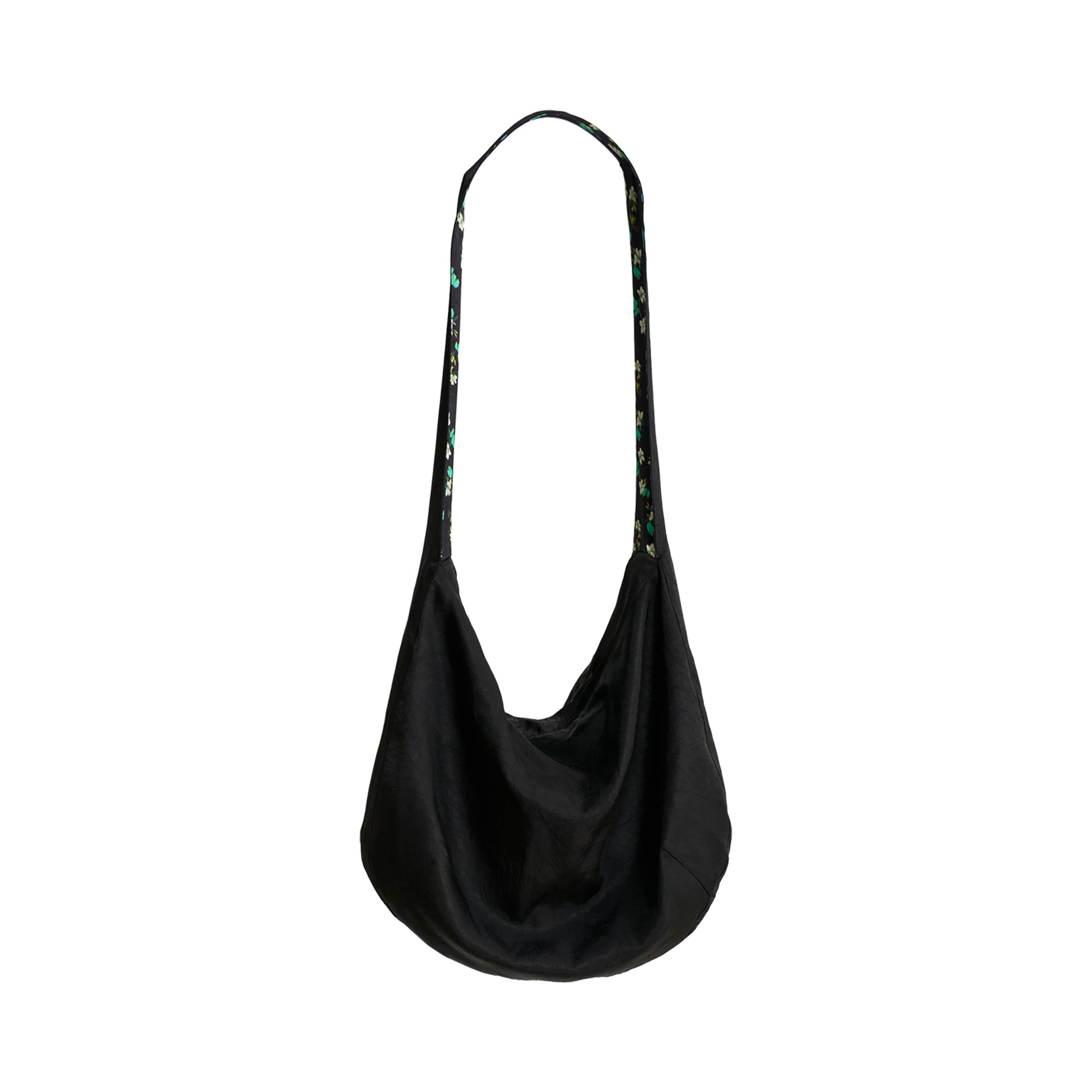 "Beach Blossom" Hobo Crossbody Bag - Black