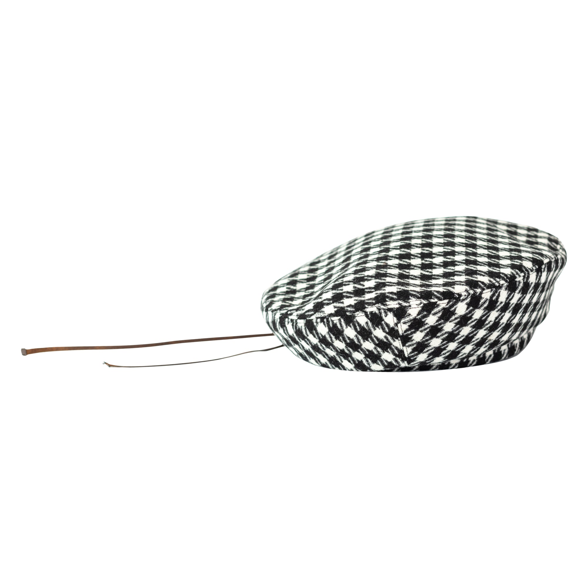 "Houndstooth" Beret Hat - Black & White - Black & White - LOST PATTERN Cashmere