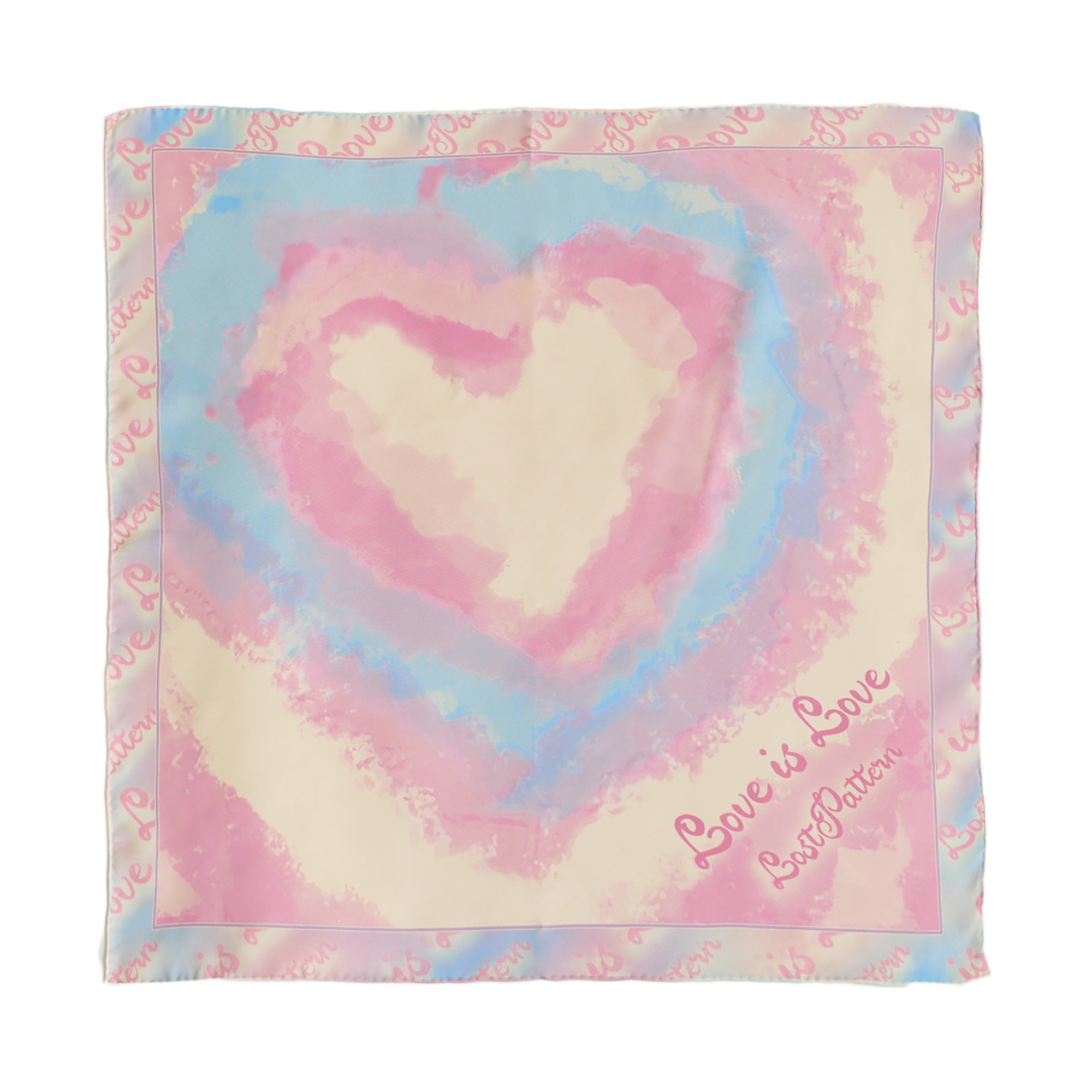 "Love is Love" Silk Bandana Scarf - Blue & Pink - Blue & Pink - LOST PATTERN Silk Bandana