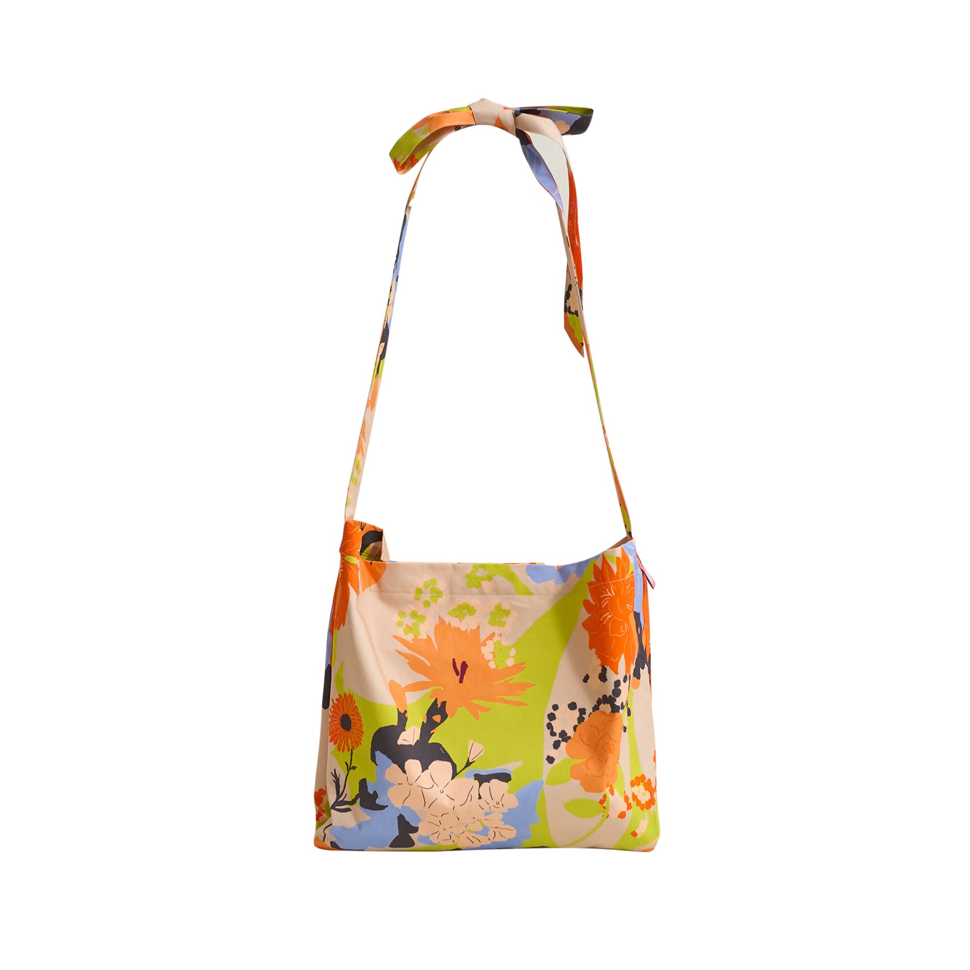 FRIDA x LOST PATTERN "Frida's Garden" Cotton Crossbody Bag - Purple & Yellow - LOST PATTERN Tote Bag