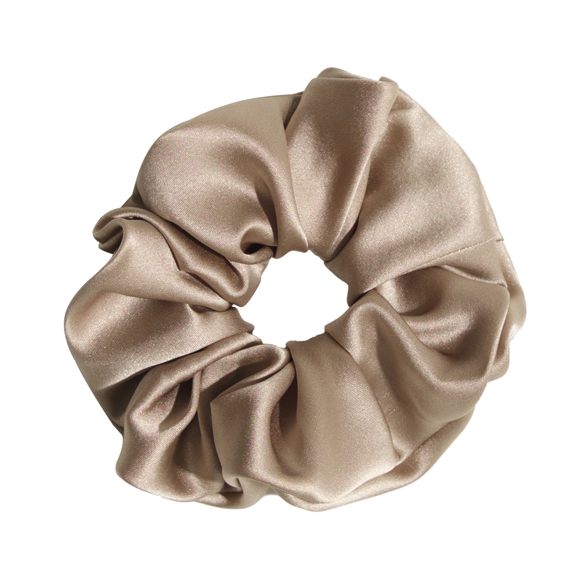 "Silken Hair" Silk Scrunchie Hair Tie - Khaki - Khaki - LOST PATTERN Scrunchie