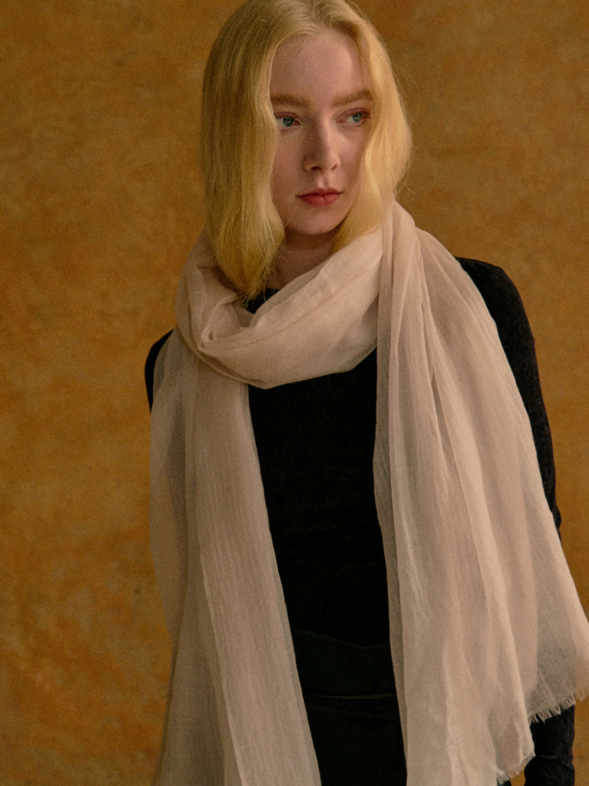 "Featherlight" Oversized Cashmere Scarf - Smokey White