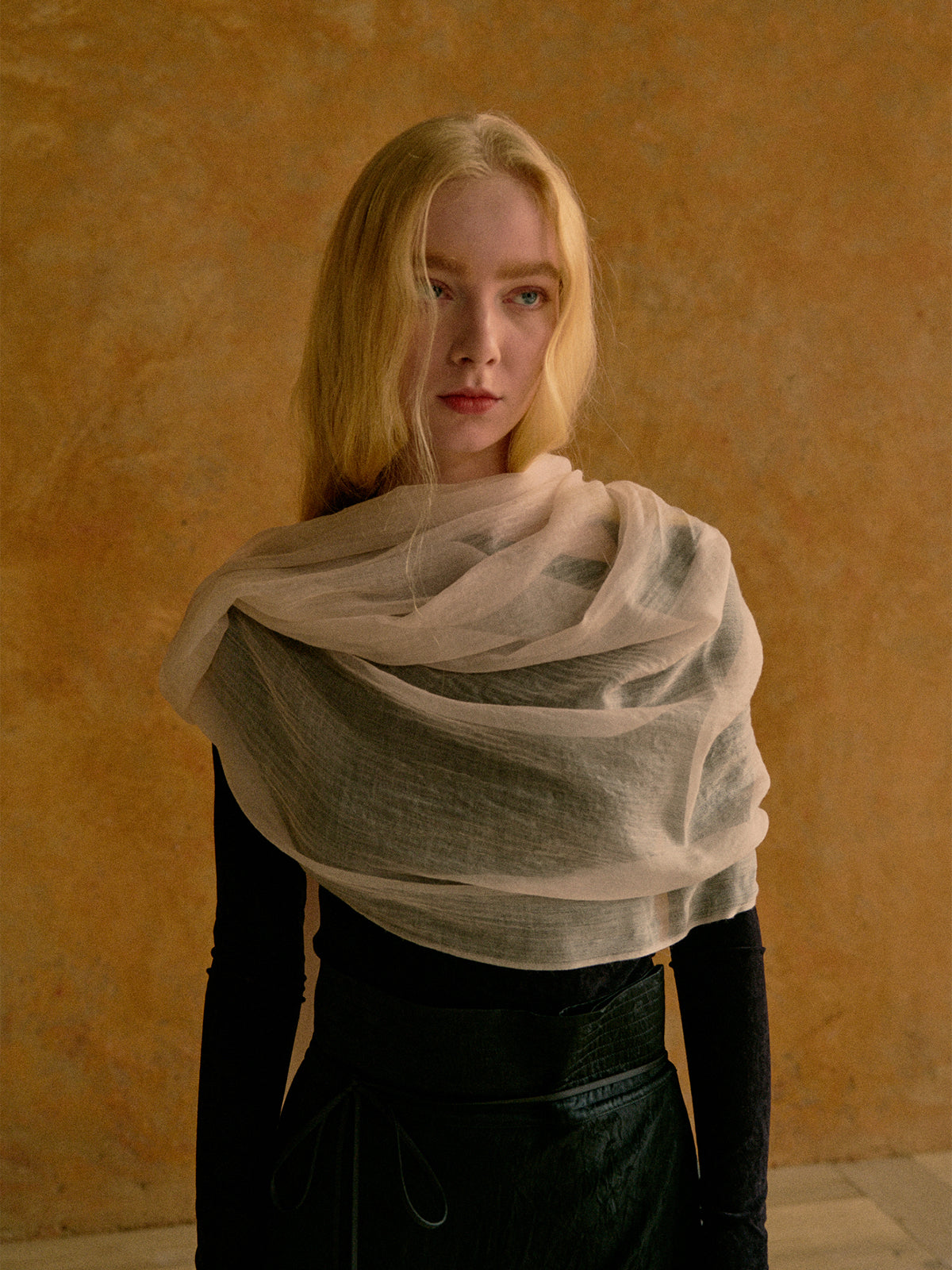 "Featherlight" Oversized Cashmere Scarf - Smokey White - Classic White - LOST PATTERN Cashmere