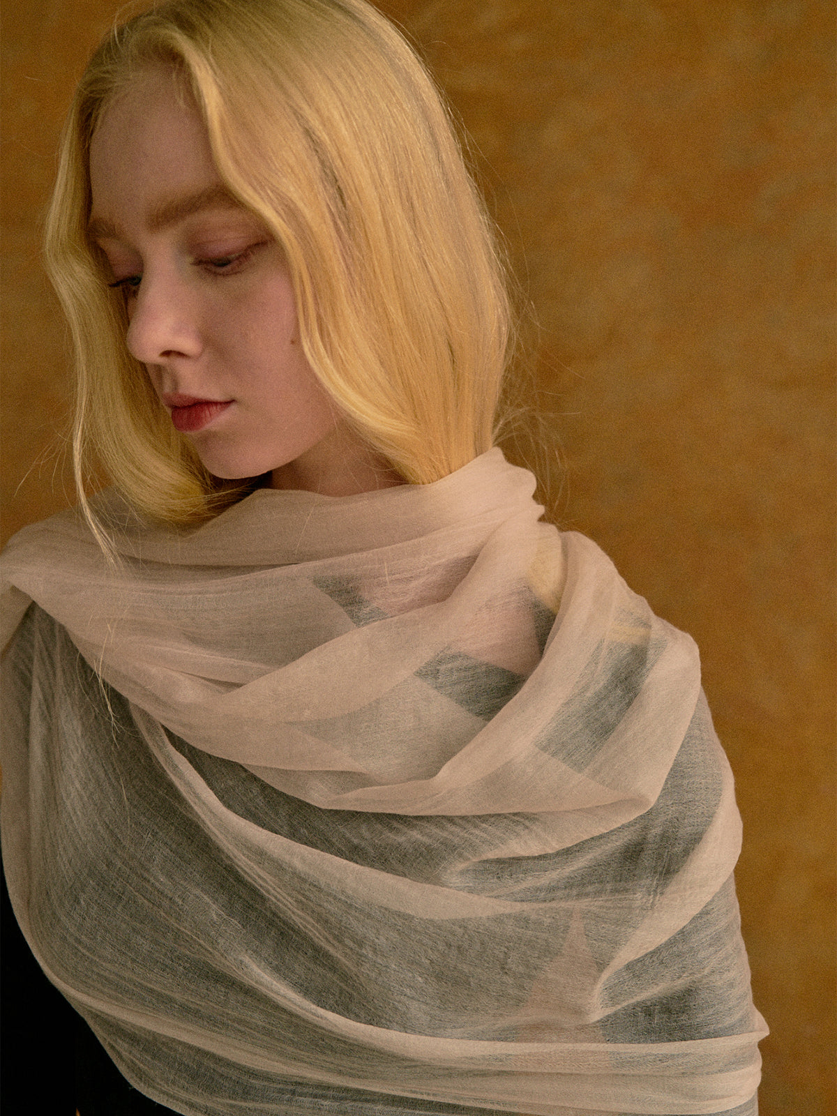 "Featherlight" Oversized Cashmere Scarf - Smokey White - Classic White - LOST PATTERN Cashmere