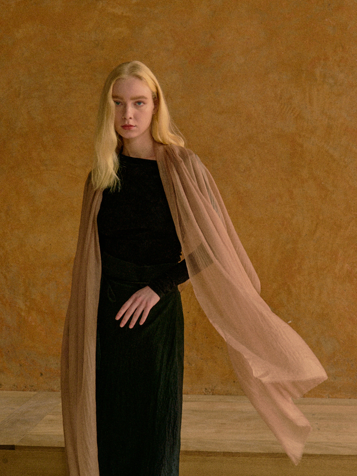 "Featherlight" Oversized Cashmere Scarf - Light Tan - Light Tan - LOST PATTERN Cashmere