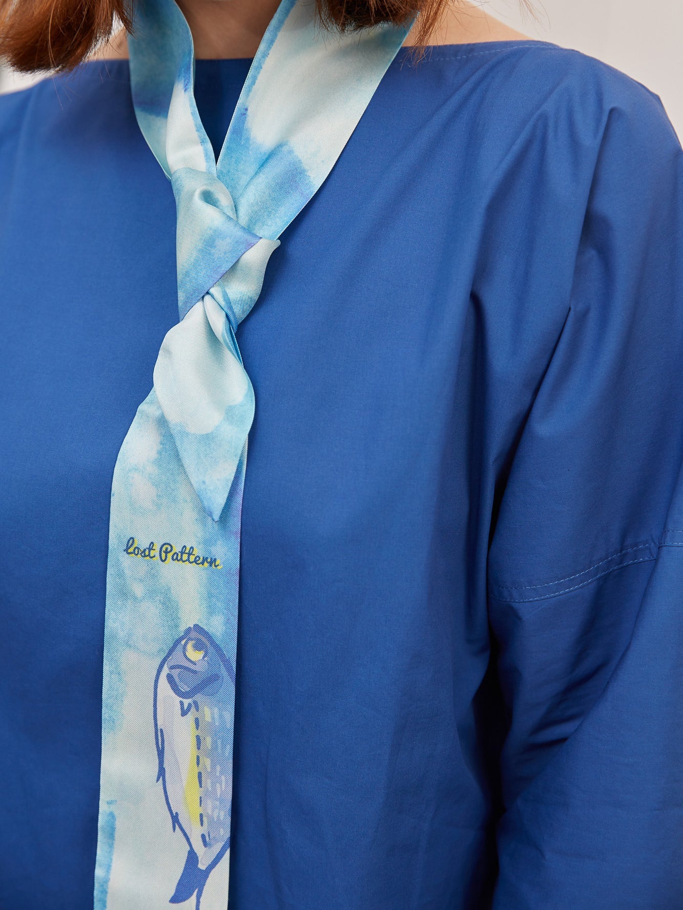 "Blue Fin" Silk Skinny Scarf