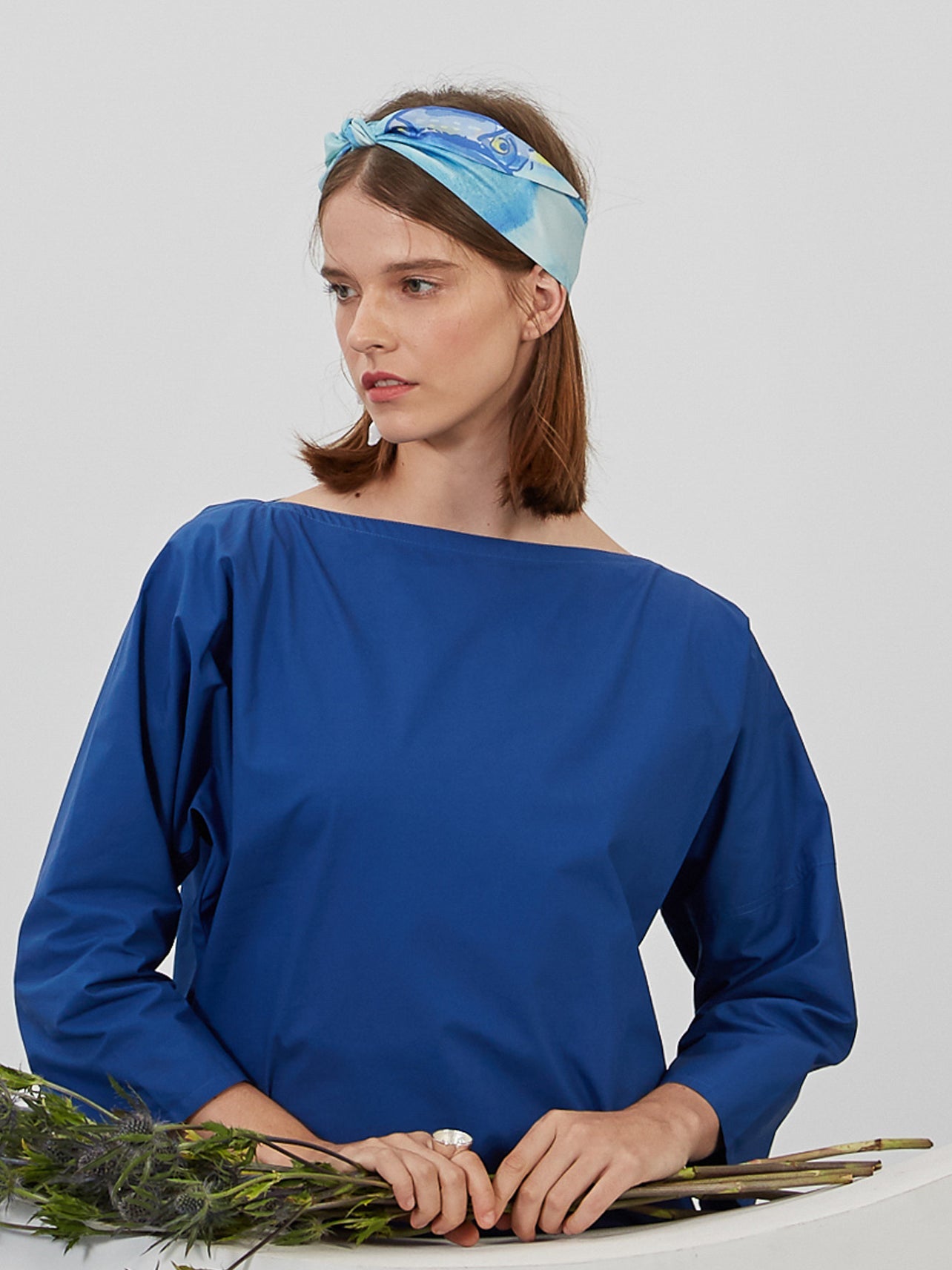 "Blue Fin" Silk Skinny Scarf