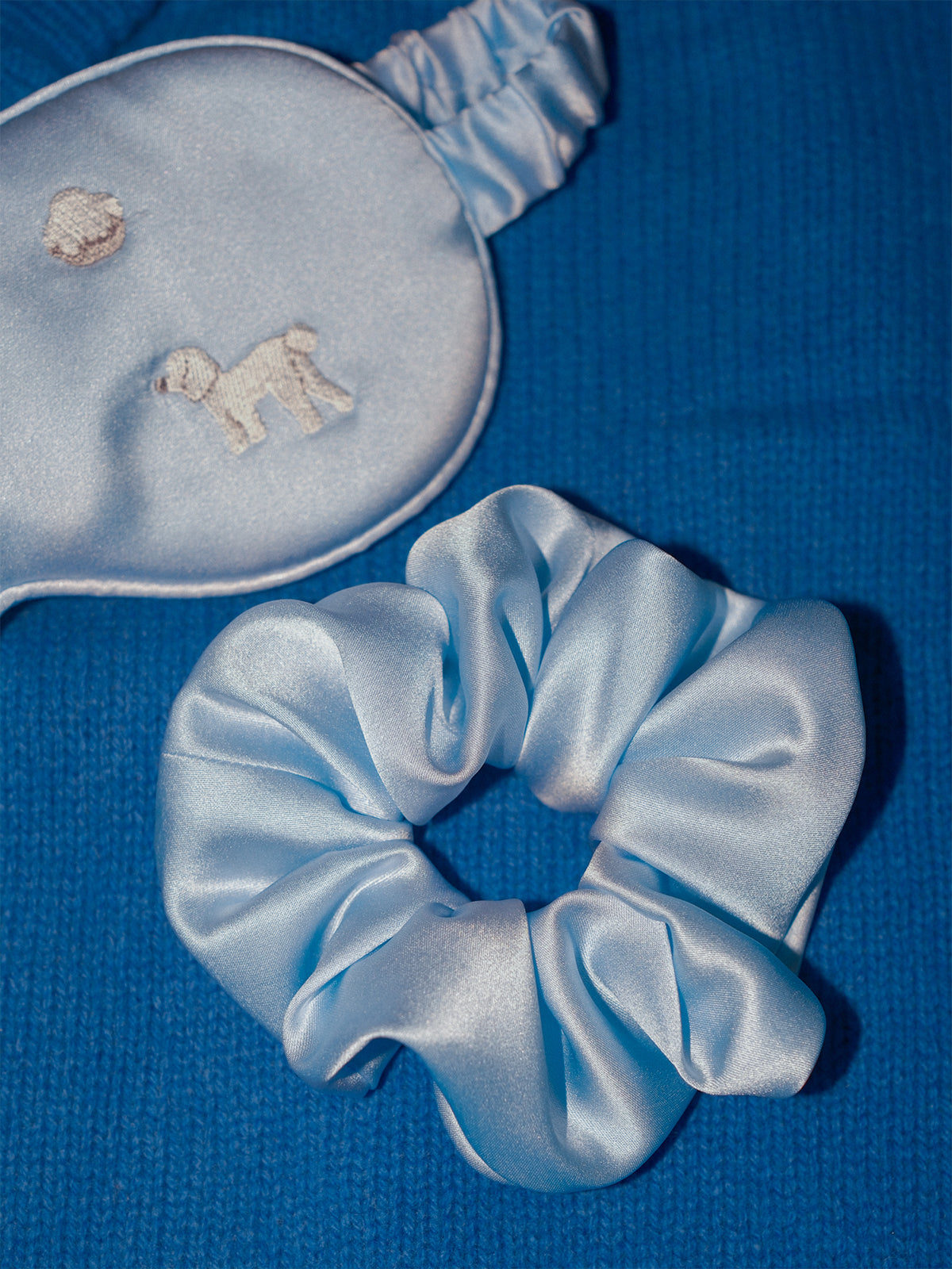 "Silken Hair" Silk Scrunchie Hair Tie - Sky Blue - LOST PATTERN Scrunchie