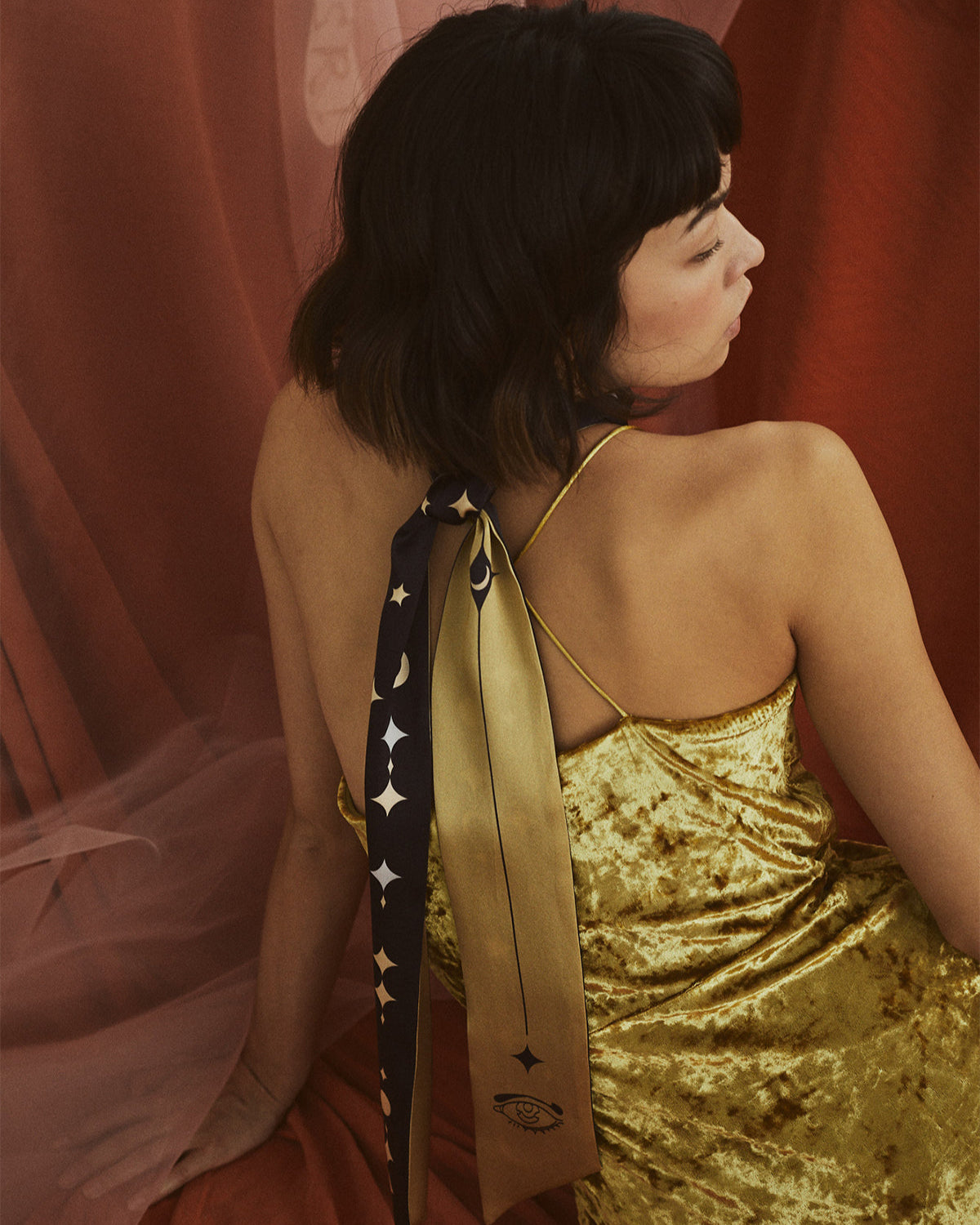 Moonlit Stars Silk Neck Bow Scarf | Silk Hair Scarf | Hairband Scarf Moonlit Stars Silk Neck Bow Scarf | Silk Hair Scarf | Hairband Scarf