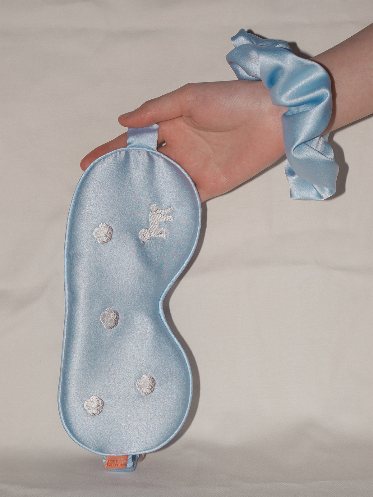 "Silken Hair" Silk Scrunchie Hair Tie - Sky Blue - LOST PATTERN Scrunchie