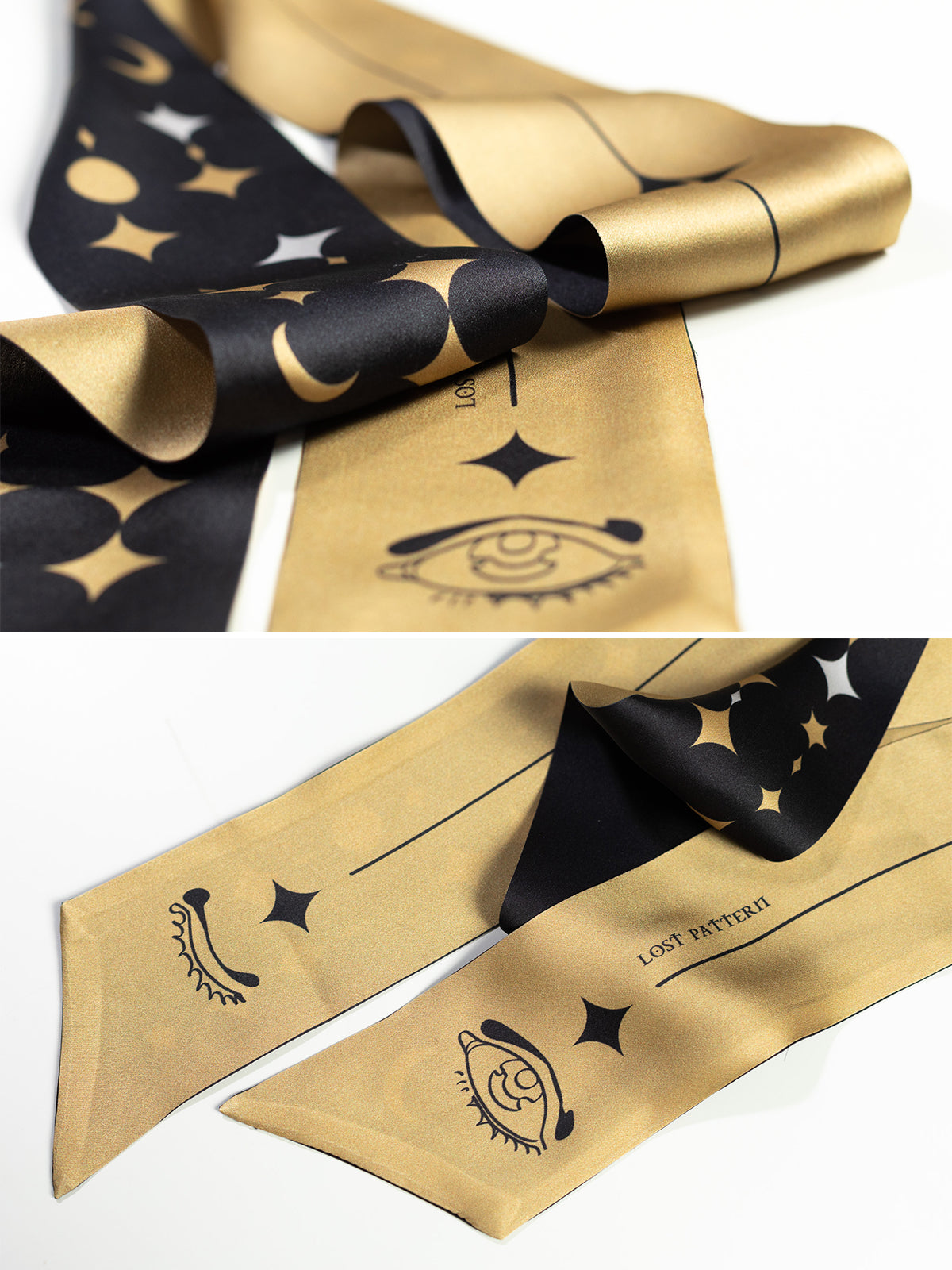 "Moonlit Stars" Silk Neck Bow Scarf