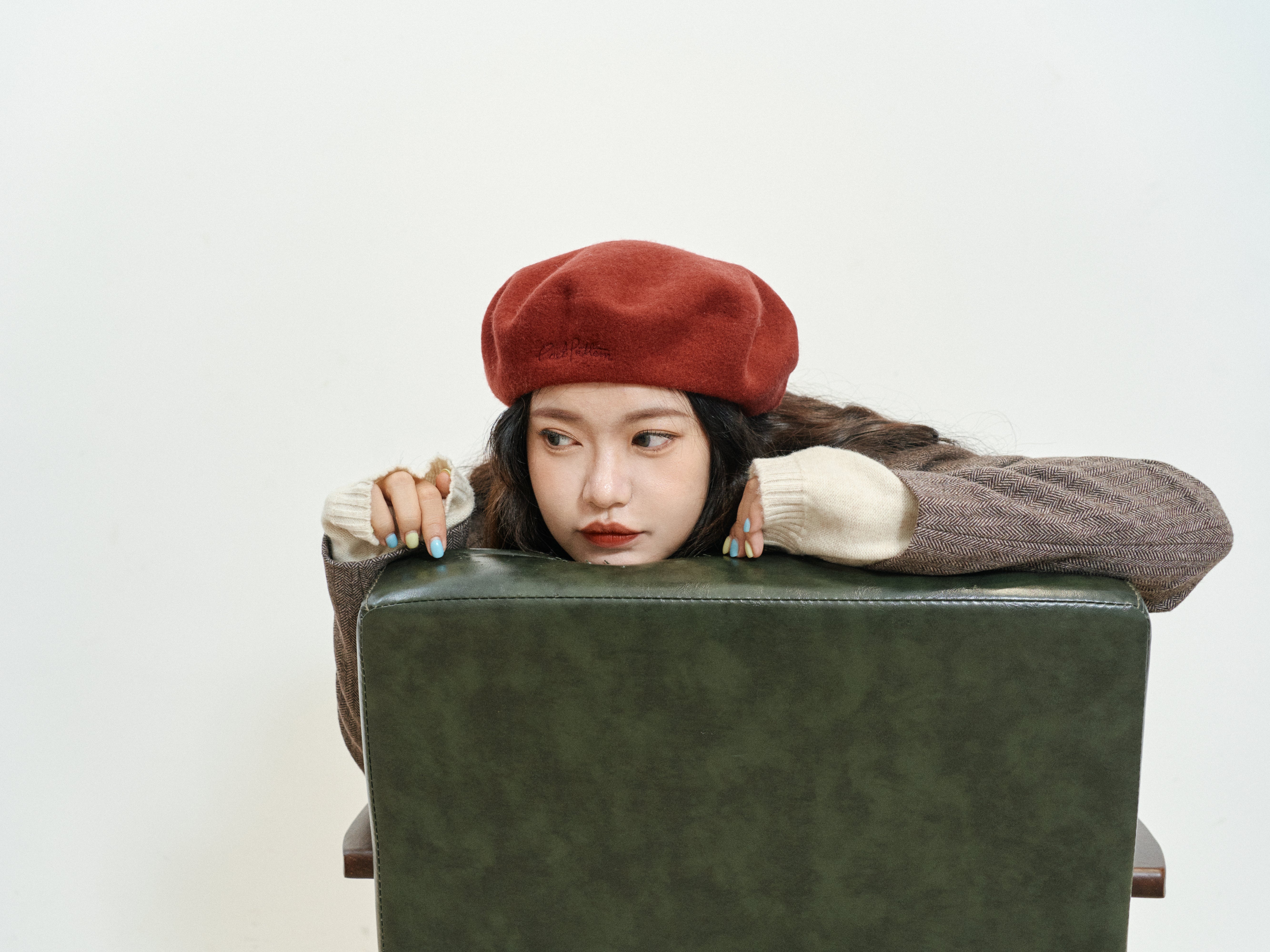 "Bon Chic" Wool Beret- Bordeaux Red