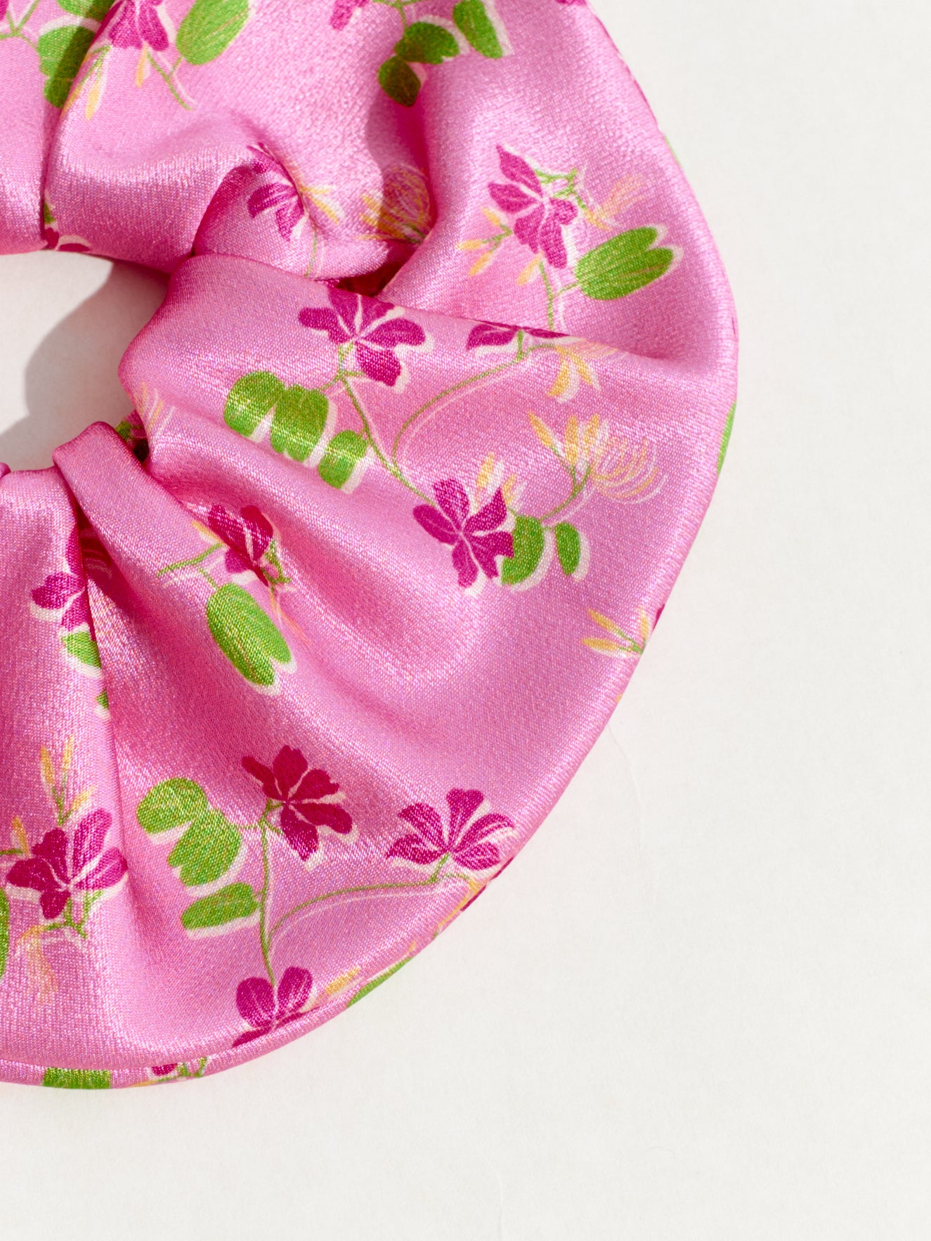 "Beach Blossom" Oversized Viscose Scrunchie Hair Tie - Pink - Pink - LOST PATTERN Hair Accessories