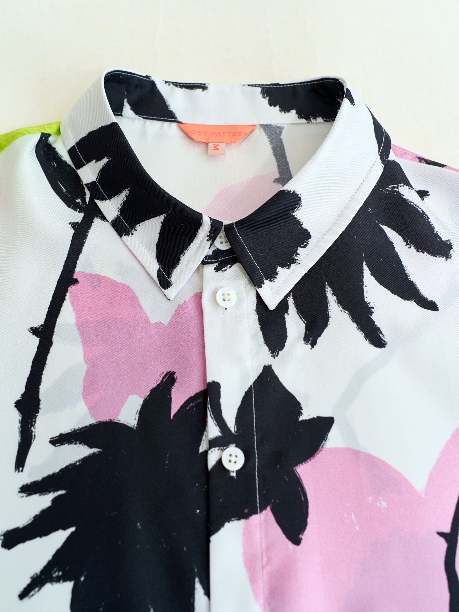 "Frida's Dream" Oversized Silk Shirt - Pink & Black