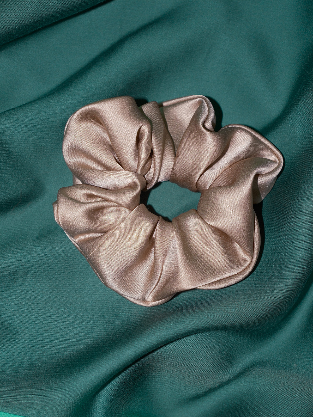 "Silken Hair" Silk Scrunchie Hair Tie - Khaki - LOST PATTERN Scrunchie