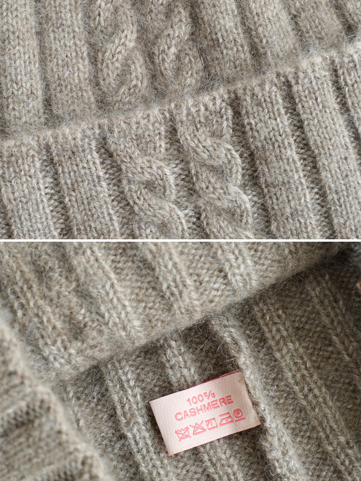 "Warmth Whisper" Cashmere Cable Knit Beanie - Steel Grey