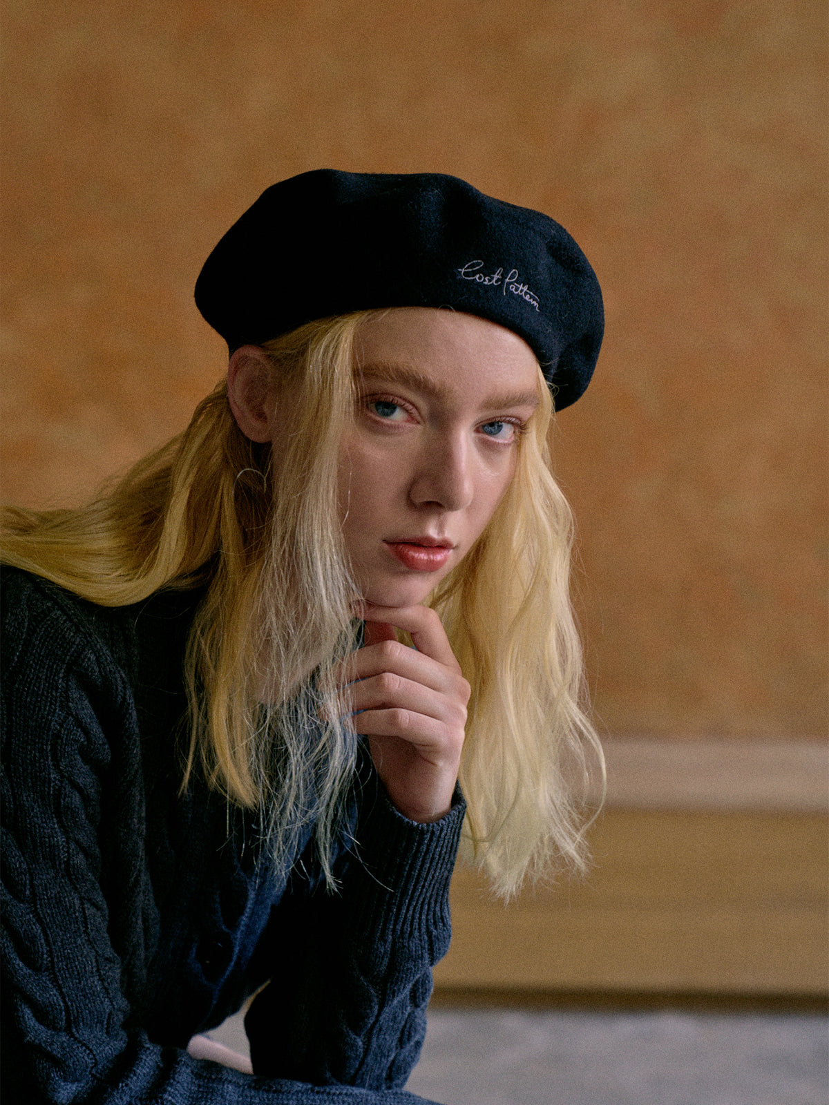 "Bon Chic" Wool Beret - Black - Black - LOST PATTERN Cashmere