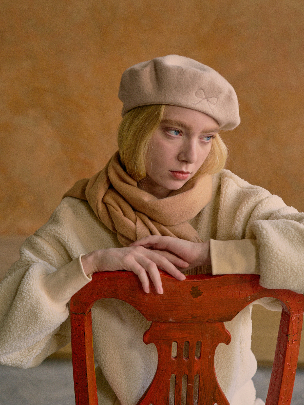 "Bon Chic" Wool Beret - Beige - Beige - LOST PATTERN Cashmere