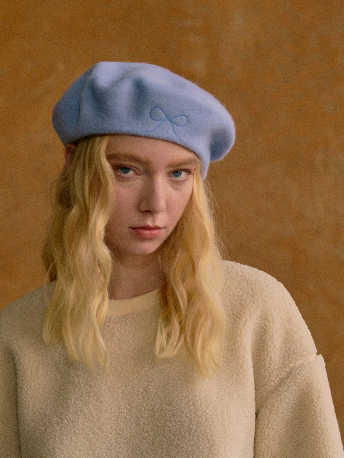 "Bon Chic" Wool Beret - Sky Blue - Sky Blue - LOST PATTERN Cashmere