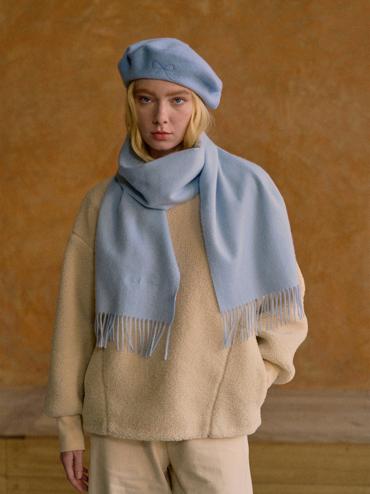 "Lost in Warmth" Classic Cashmere Scarf - Light Blue - Light Blue - LOST PATTERN Cashmere