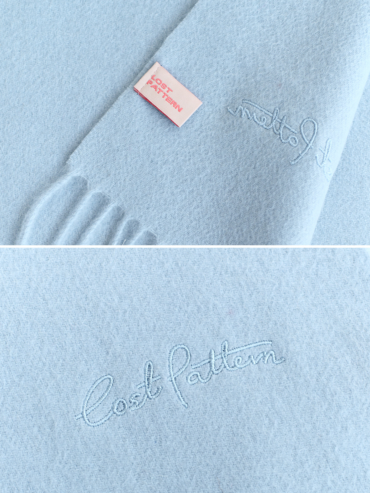 "Lost in Warmth" Classic Cashmere Scarf - Light Blue - Light Blue - LOST PATTERN Cashmere