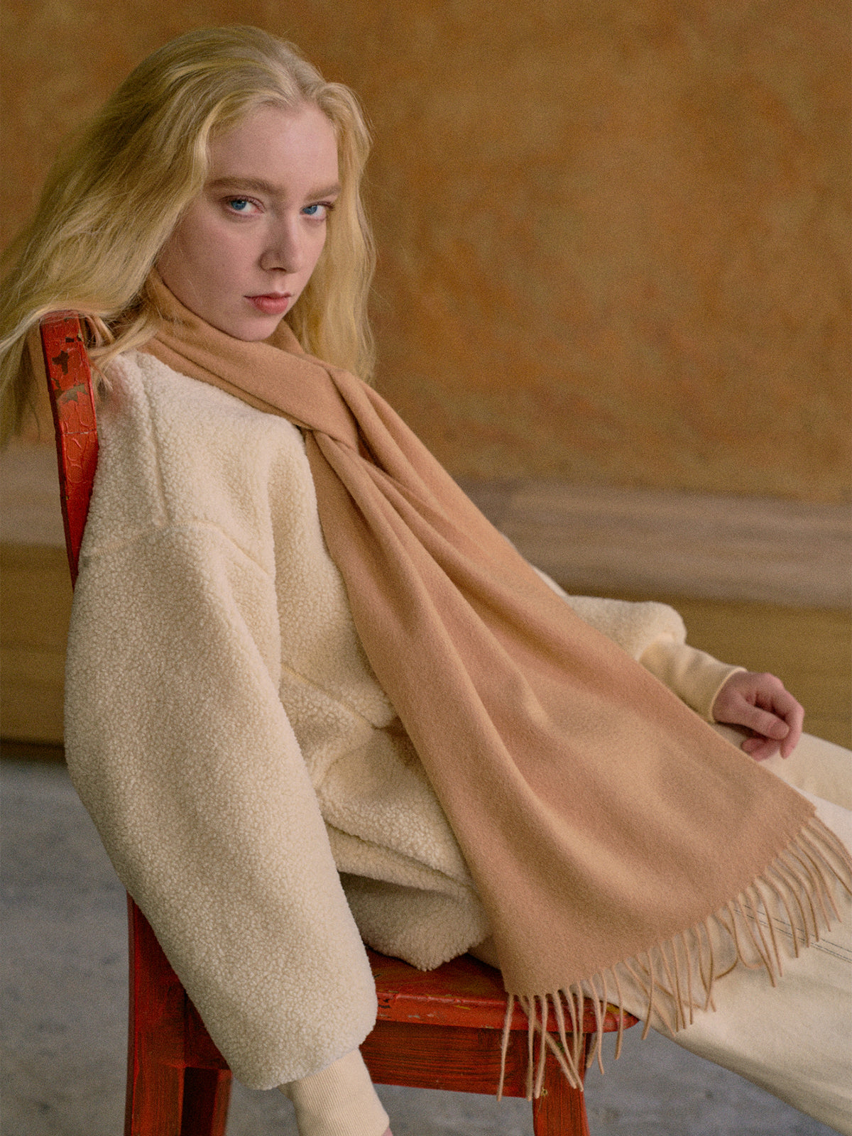 "Lost in Warmth" Classic Cashmere Scarf - Camel - Camel - LOST PATTERN Cashmere