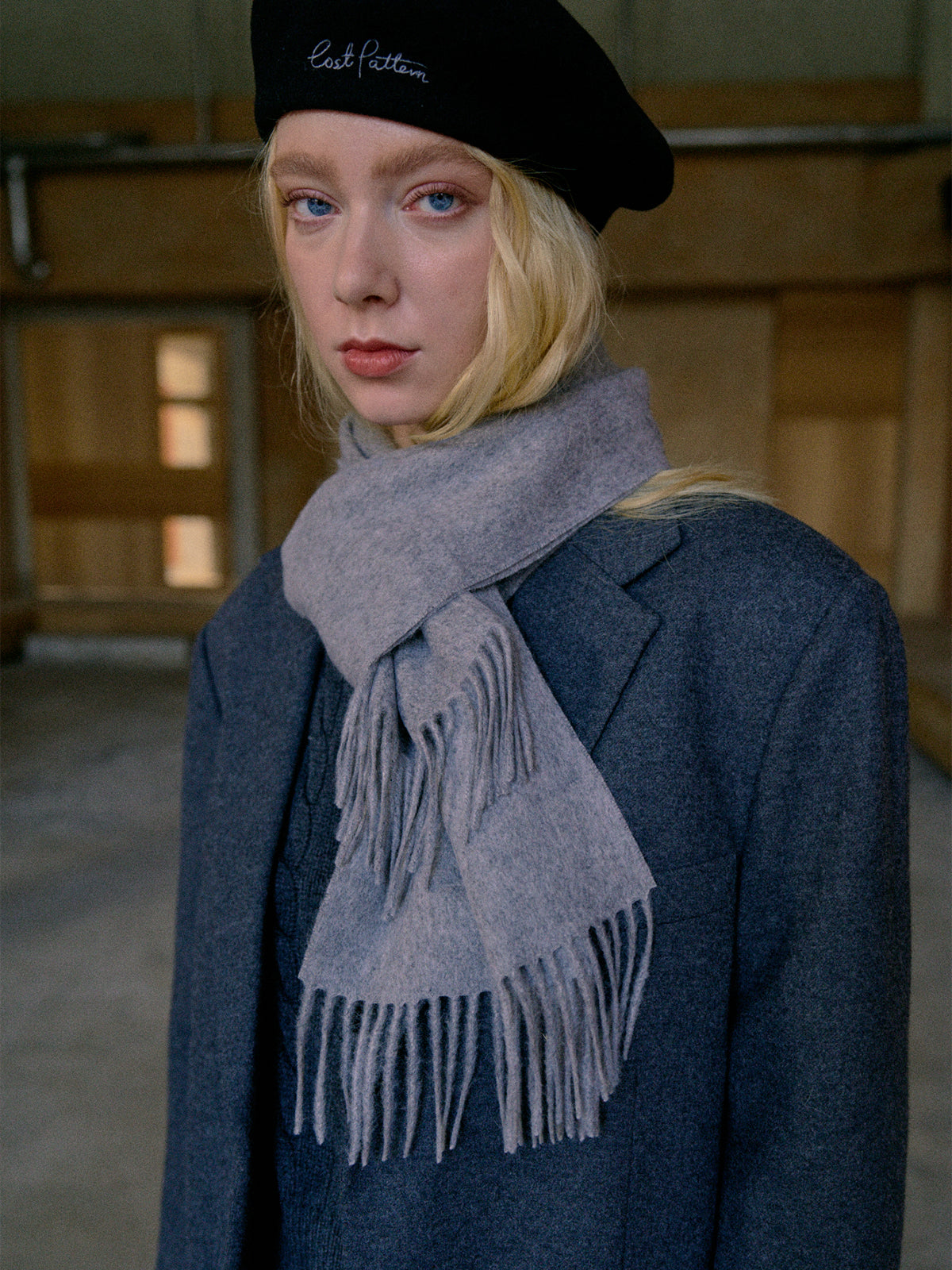 "Lost in Warmth" Classic Cashmere Scarf - Grey - Grey - LOST PATTERN Cashmere