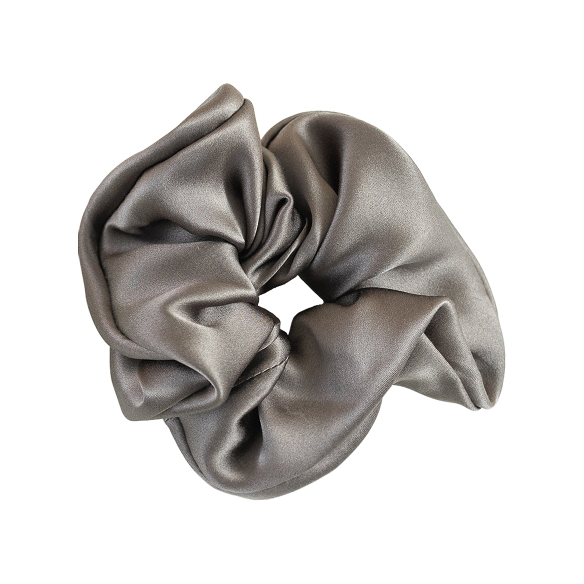 "Silken Hair" Silk Scrunchie Hair Tie - Dark Grey - Dark Grey - LOST PATTERN Scrunchie