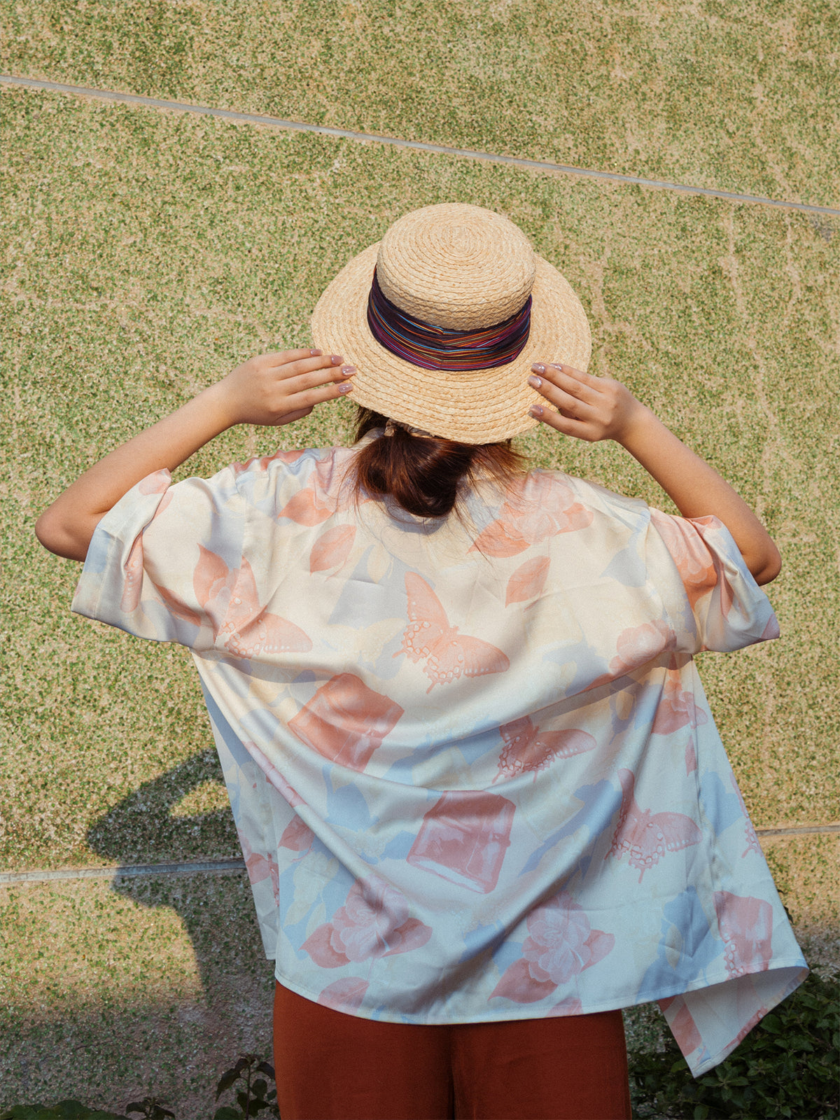 "Frida's Garden" Straw Hat with Ribbon Band - Purple - LOST PATTERN Hats