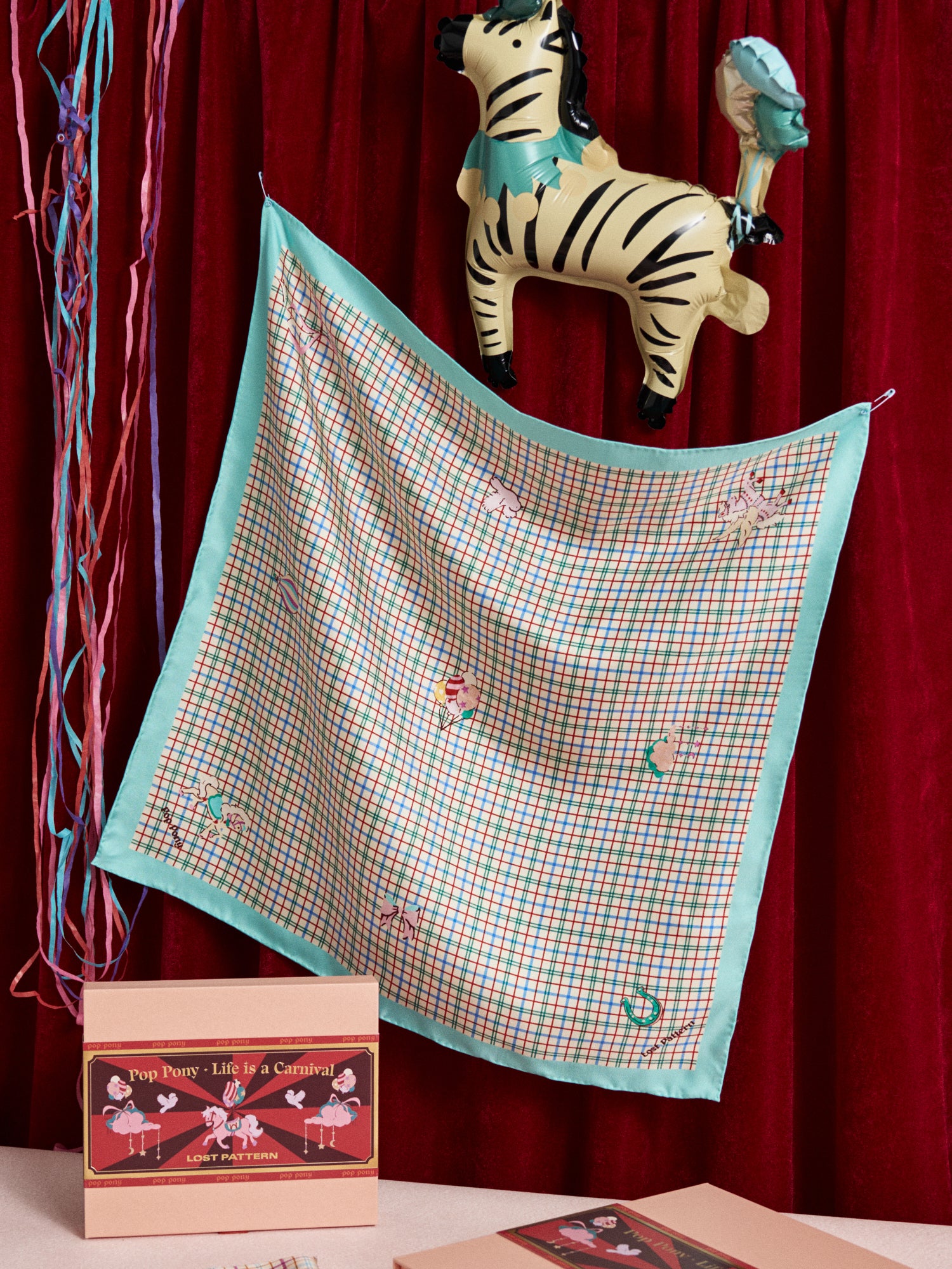 "Pop Pony" Silk Bandana - Lake Blue