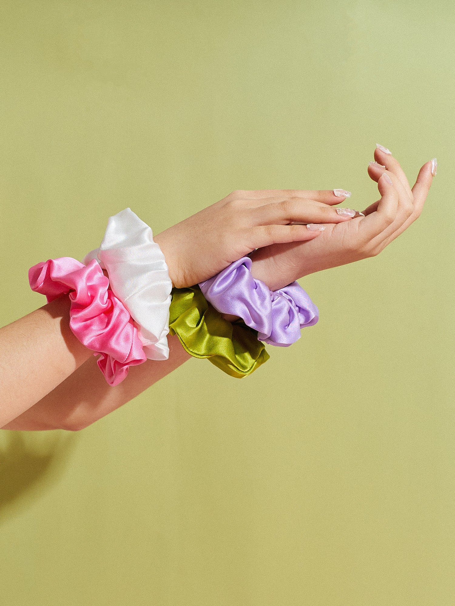 "Silken Hair" Silk Scrunchie Hair Tie - Pink - LOST PATTERN Scrunchie