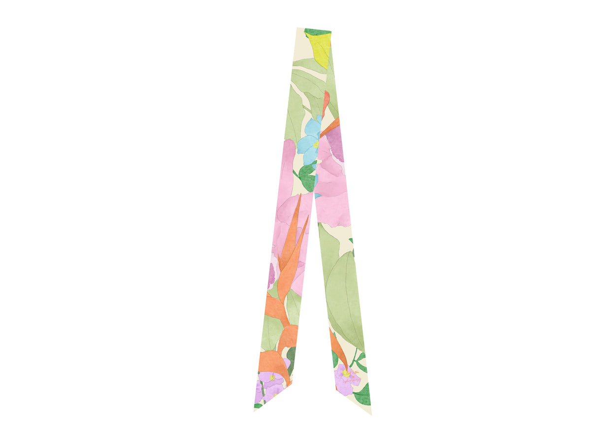 Lost Pattern x Free People "Cartagena" Silk-Cotton Skinny Scarf - Champagne