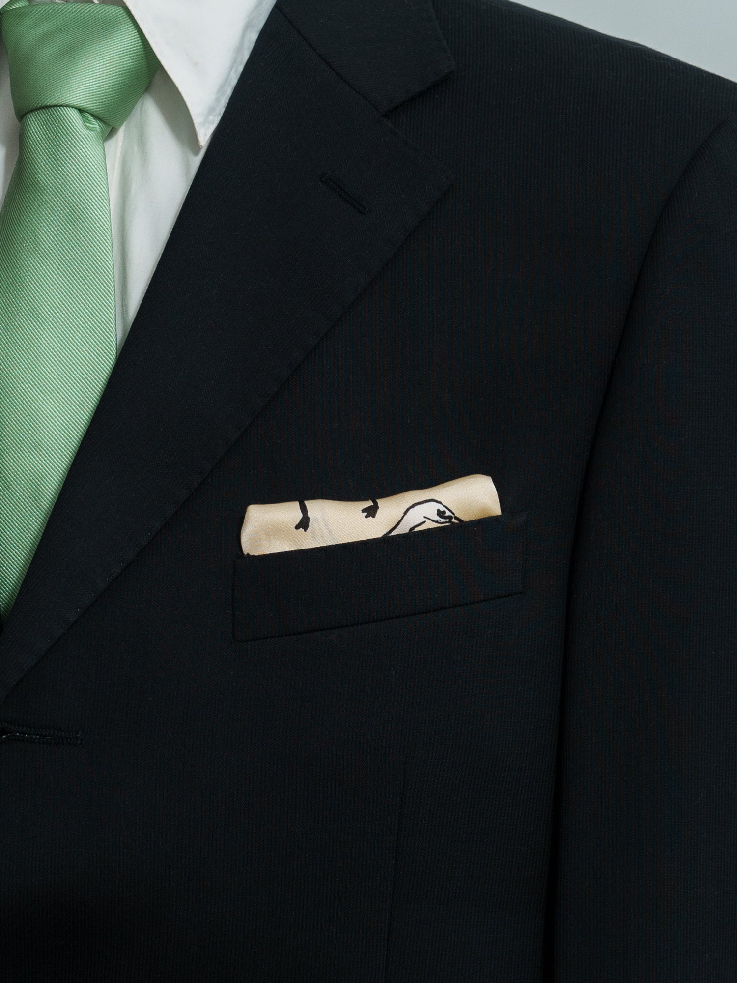 "Little Egret" Silk Pocket Square - Beige - LOST PATTERN Silk Pocket Square