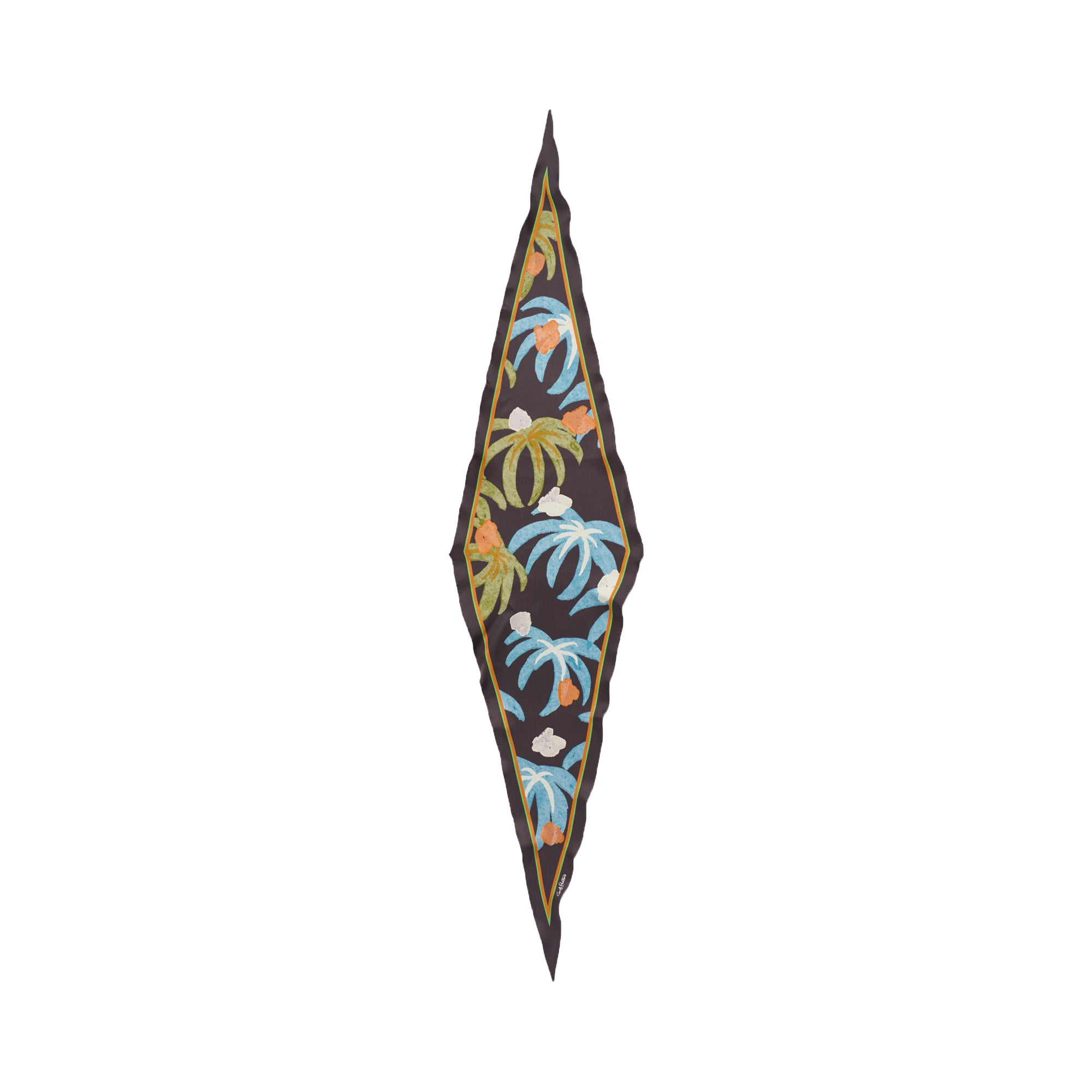 "Ethereal Mirage" Silk Diamond Neckerchief - Dark Brown