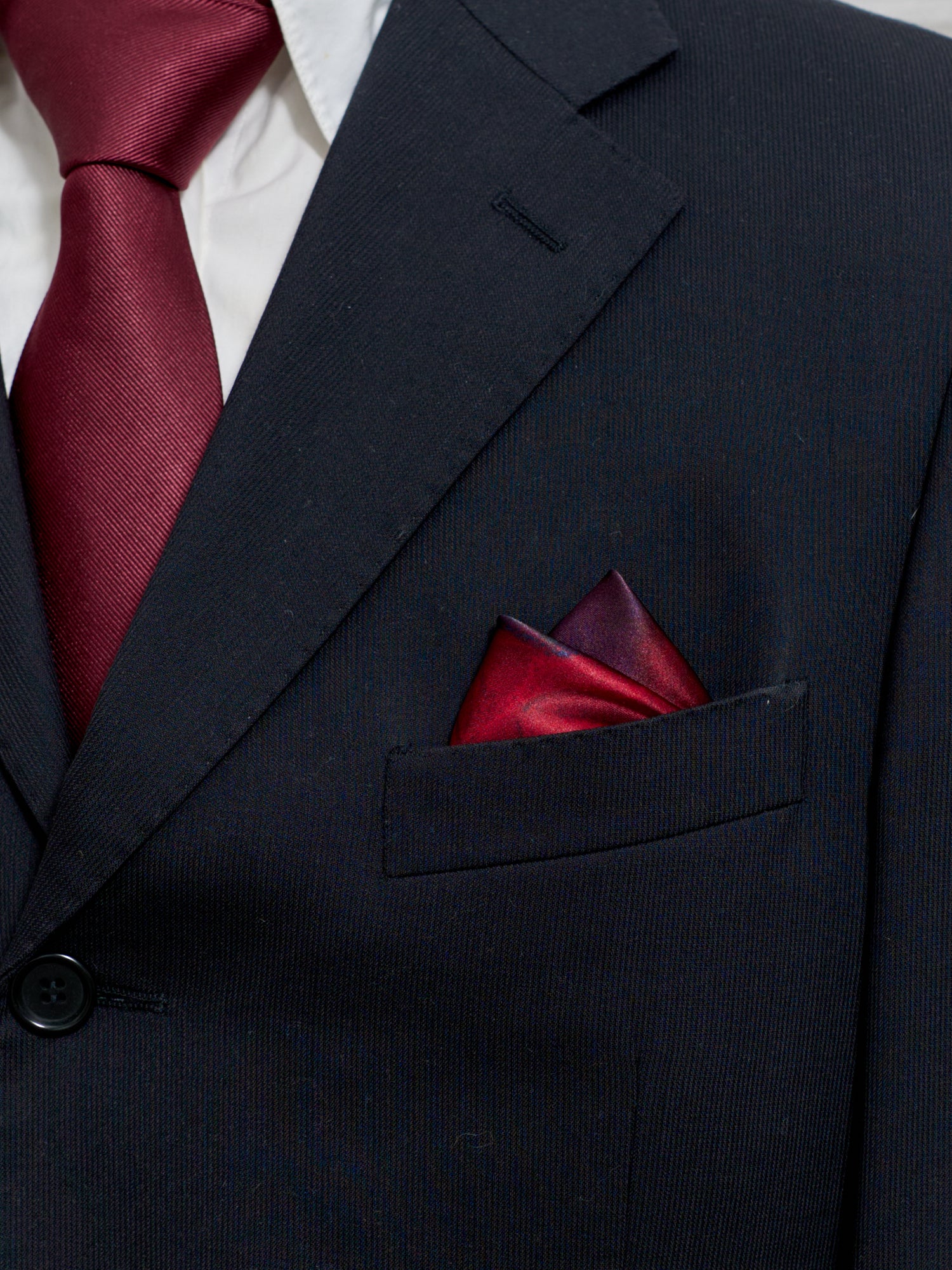 "La Rosa" Silk Pocket Square - Black and Red - LOST PATTERN Silk Pocket Square