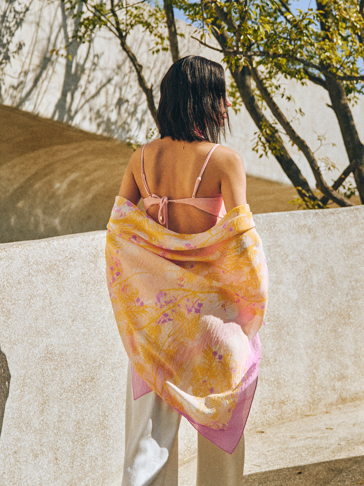 "Coco Dream" Beach Sarong Wrap  - Pink & Yellow