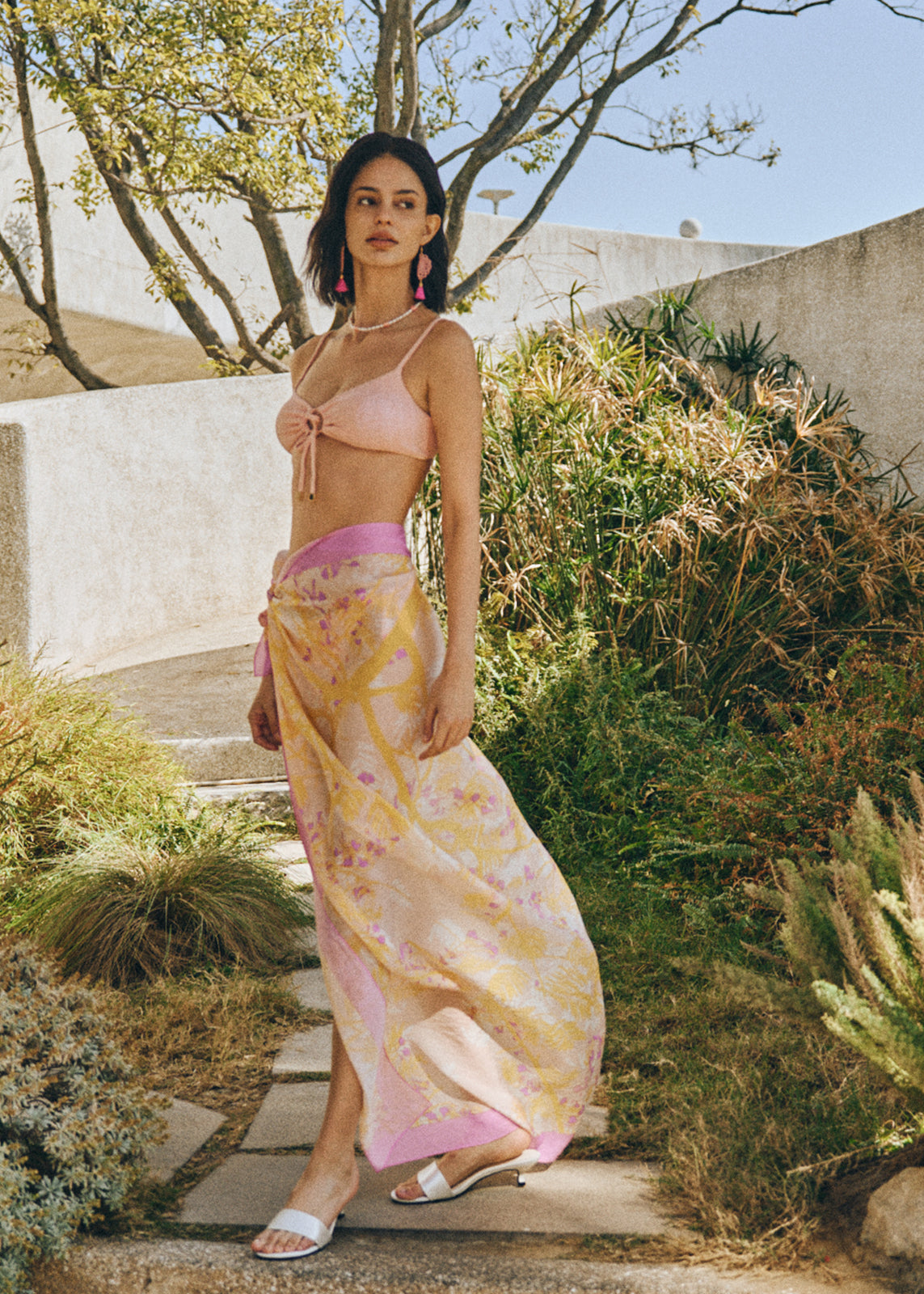 "Coco Dream" Beach Sarong Wrap  - Pink & Yellow