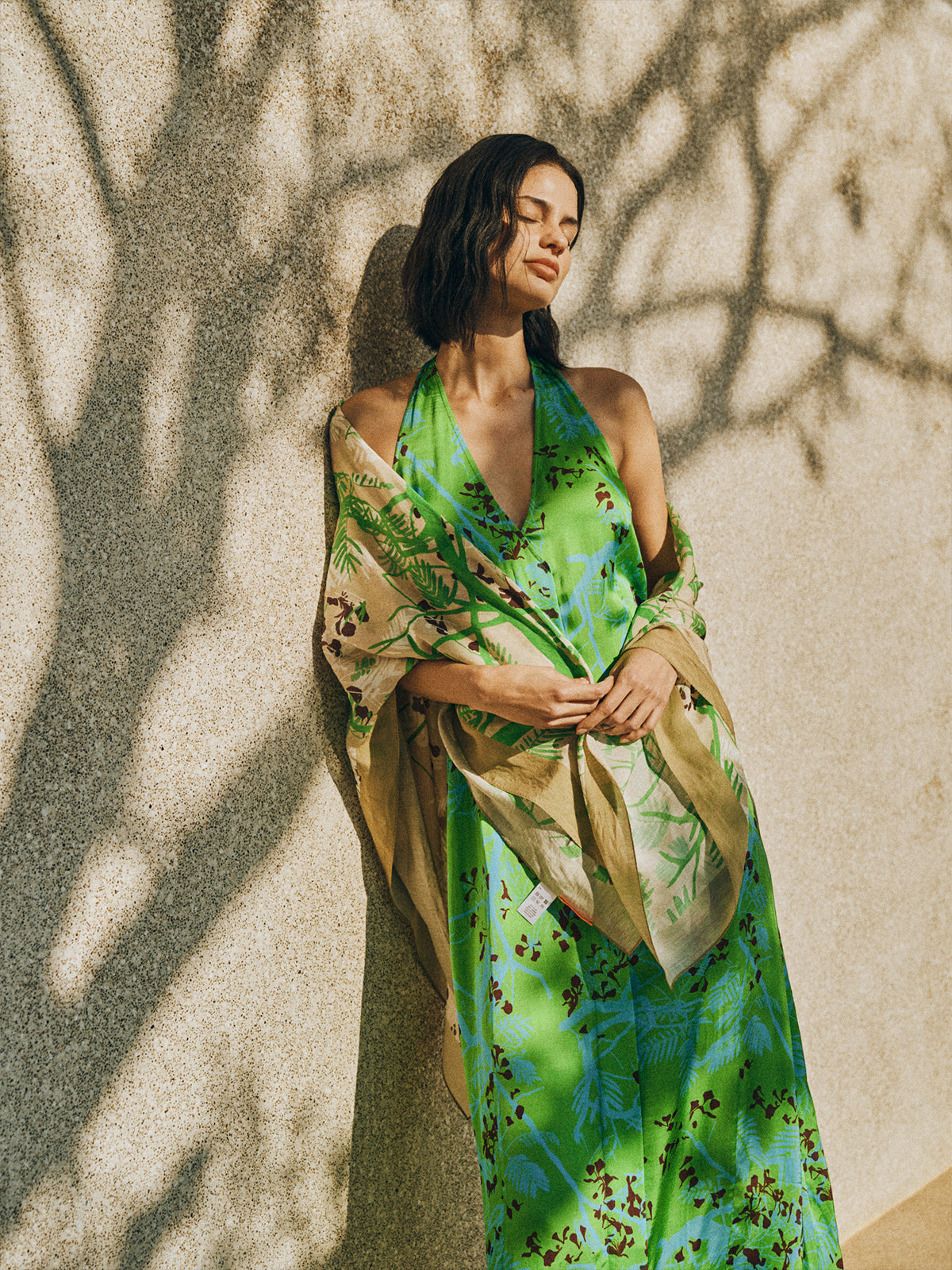 "Coco Dream" Beach Sarong Wrap  - Khaki & Green