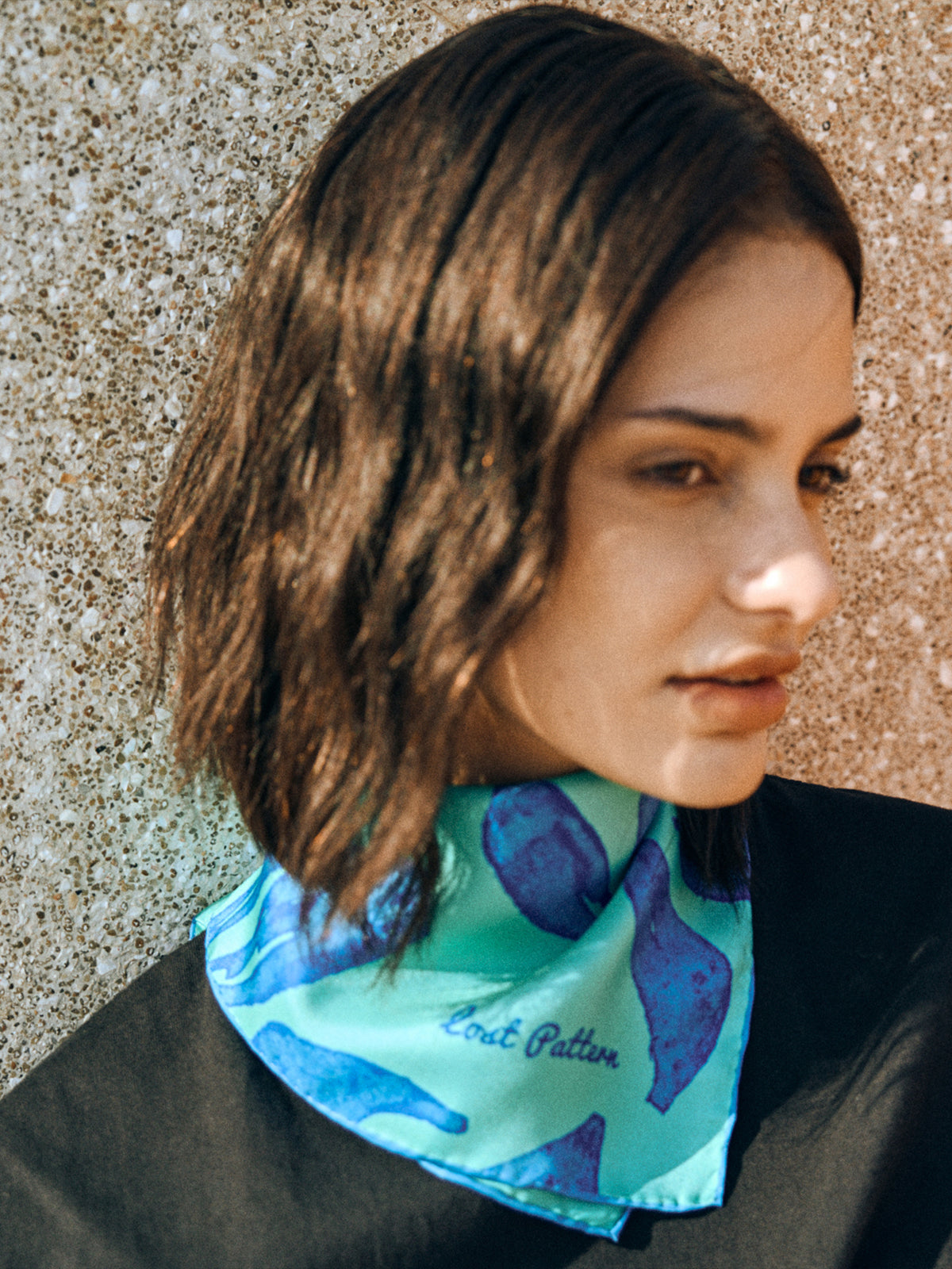 "Tropical Bliss" Silk Bandana Scarf - Ocean Blue